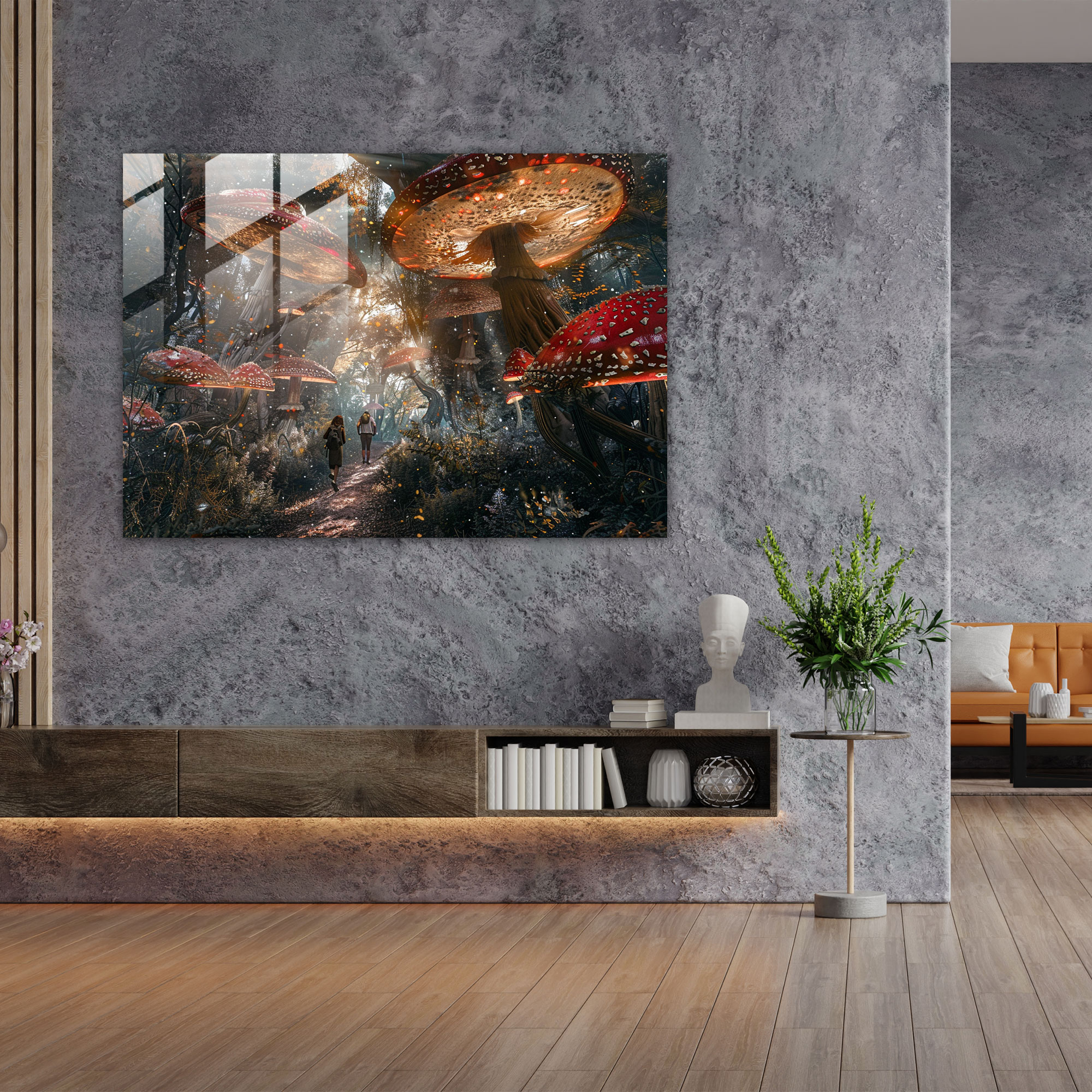 Sleepwalking Figures Surrealism Glass Wall Art - Surrealism Art, Wall Decoration, Glass Wall Art, Glass Print