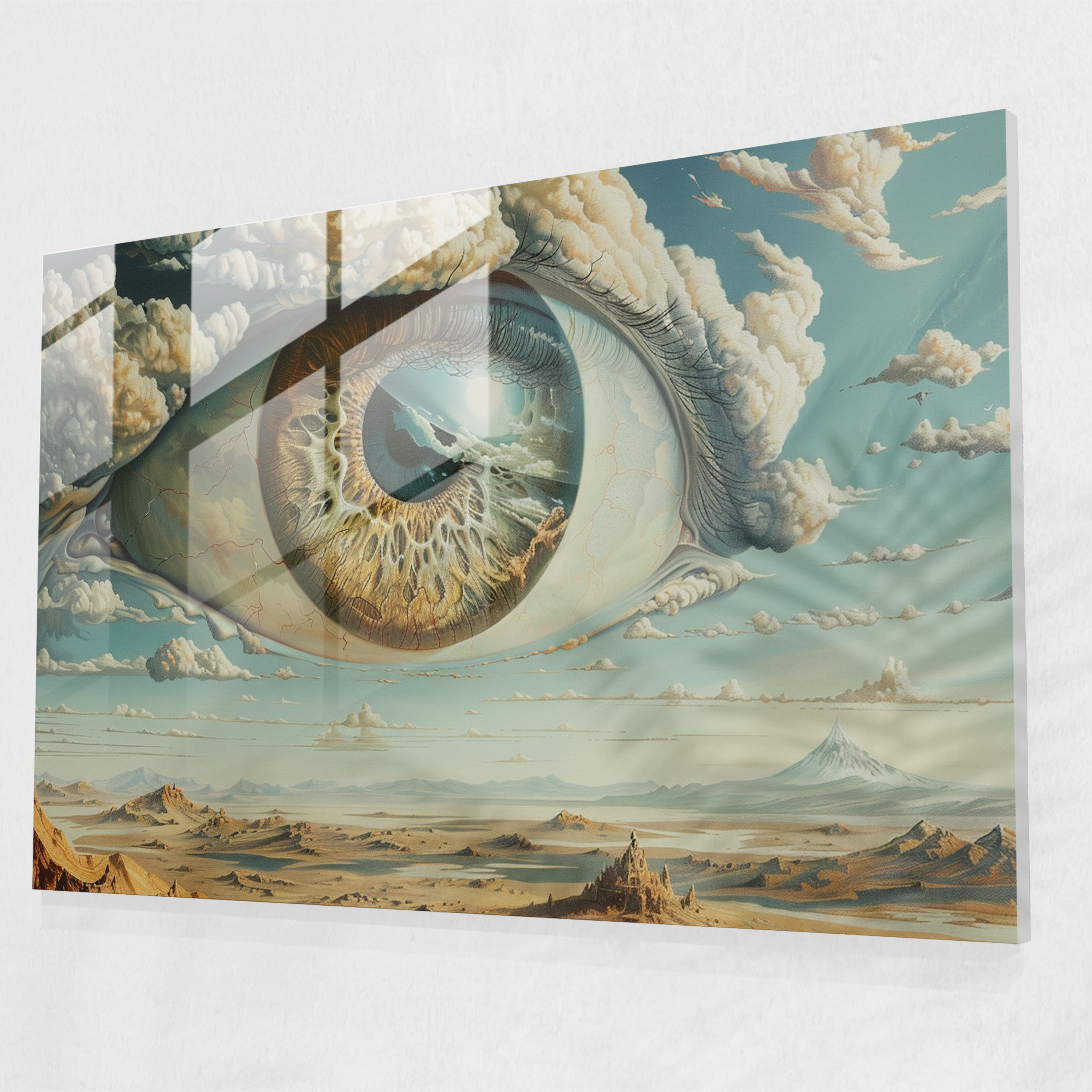 Surrealism Art Glass Print - Oversized Eye - Surrealism Art, Glass Wall Art, Wall Decoration, Surrealism Art