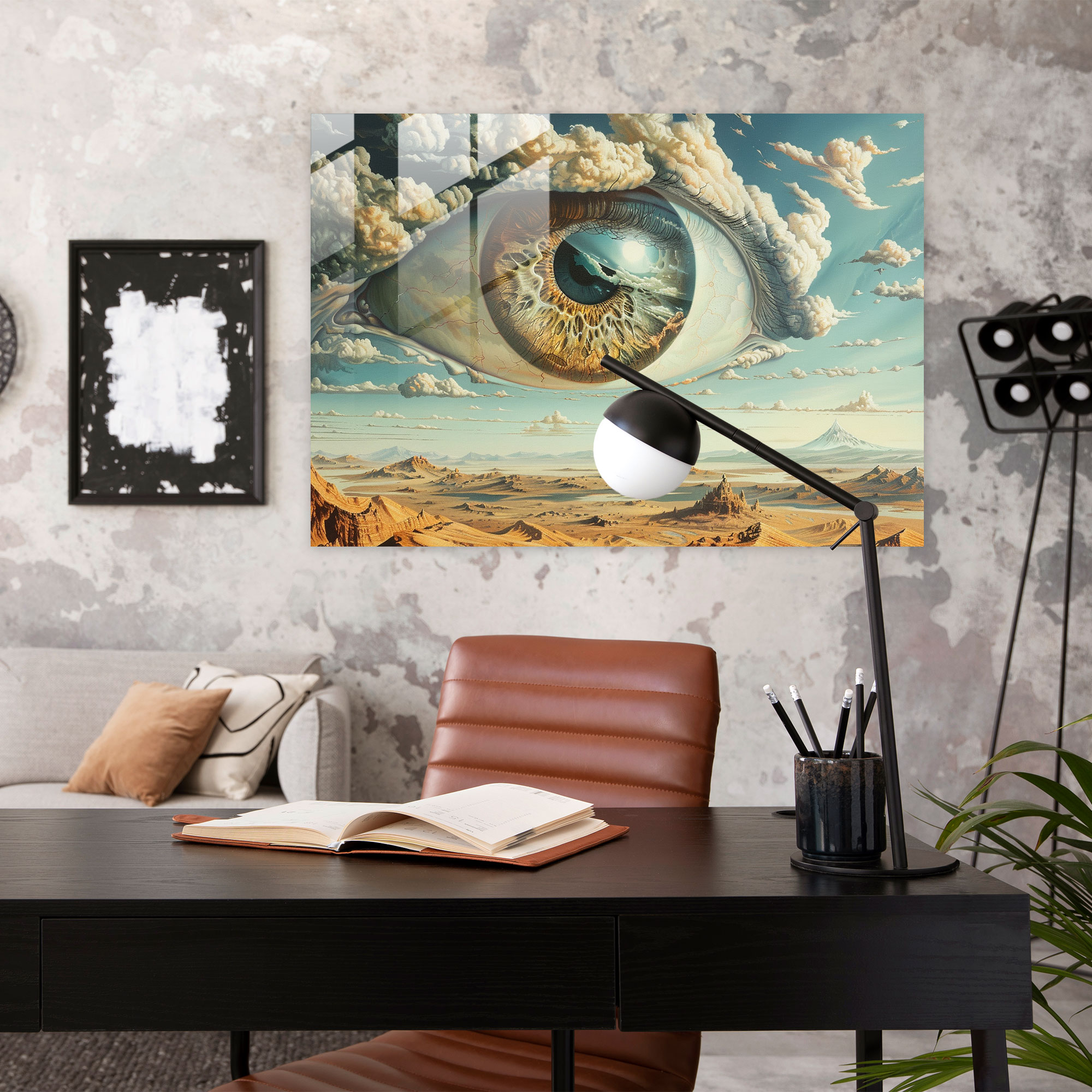 Surrealism Art Glass Print - Oversized Eye - Surrealism Art, Glass Wall Art, Wall Decoration, Surrealism Art