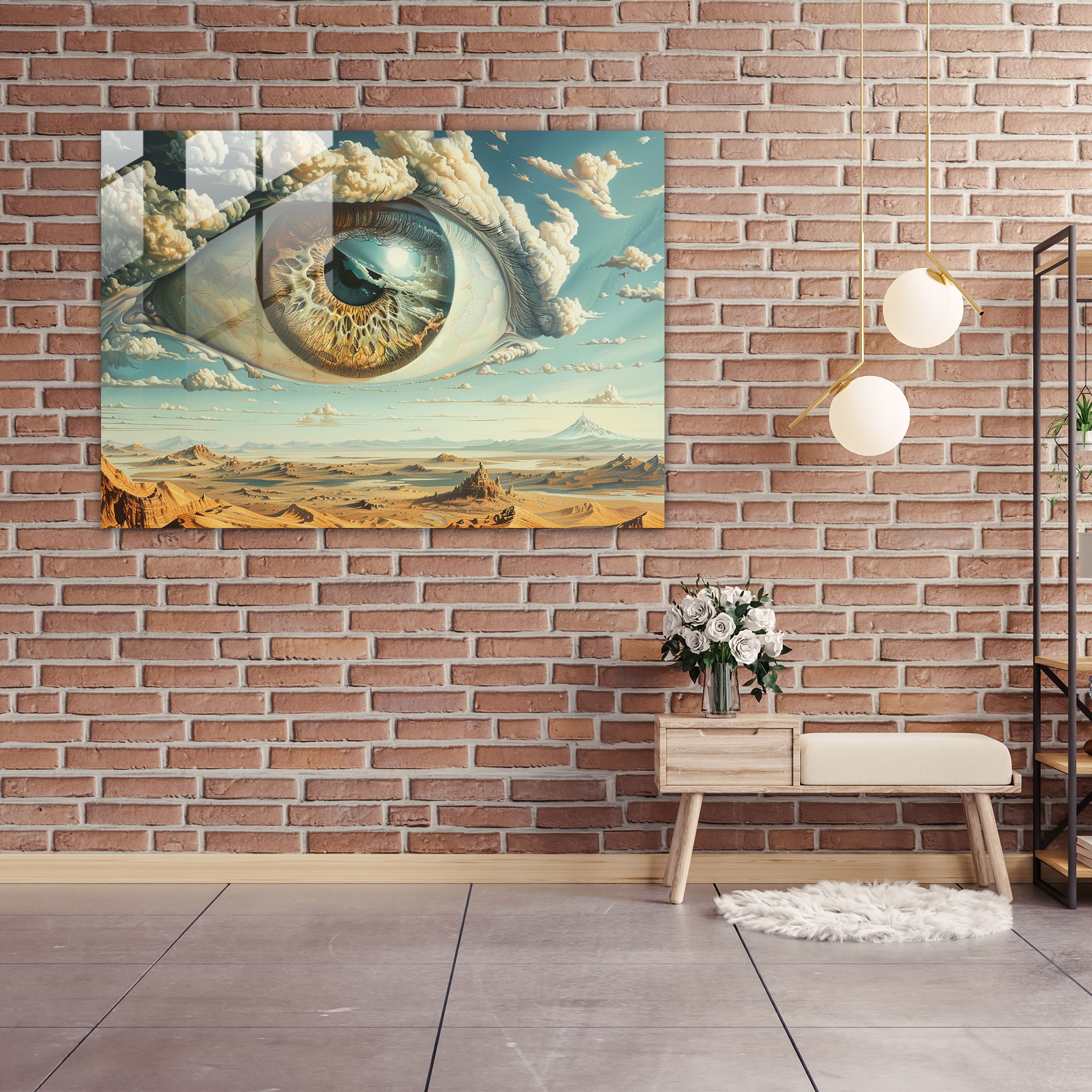 Surrealism Art Glass Print - Oversized Eye - Surrealism Art, Glass Wall Art, Wall Decoration, Surrealism Art