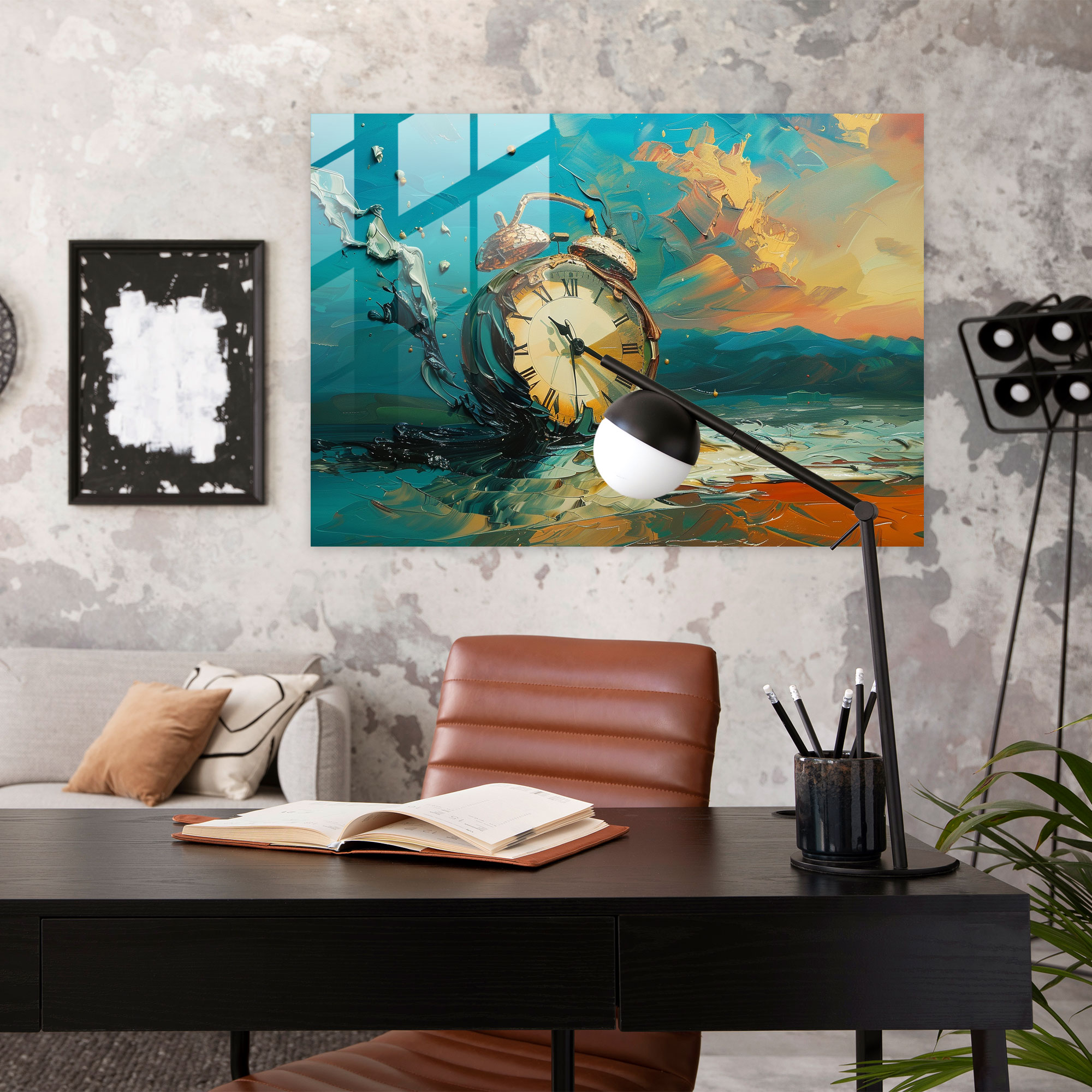 Melting Clock Glass Wall Art - Surrealism Art, Surrealism Art, Modern Art, Glass Wall Art