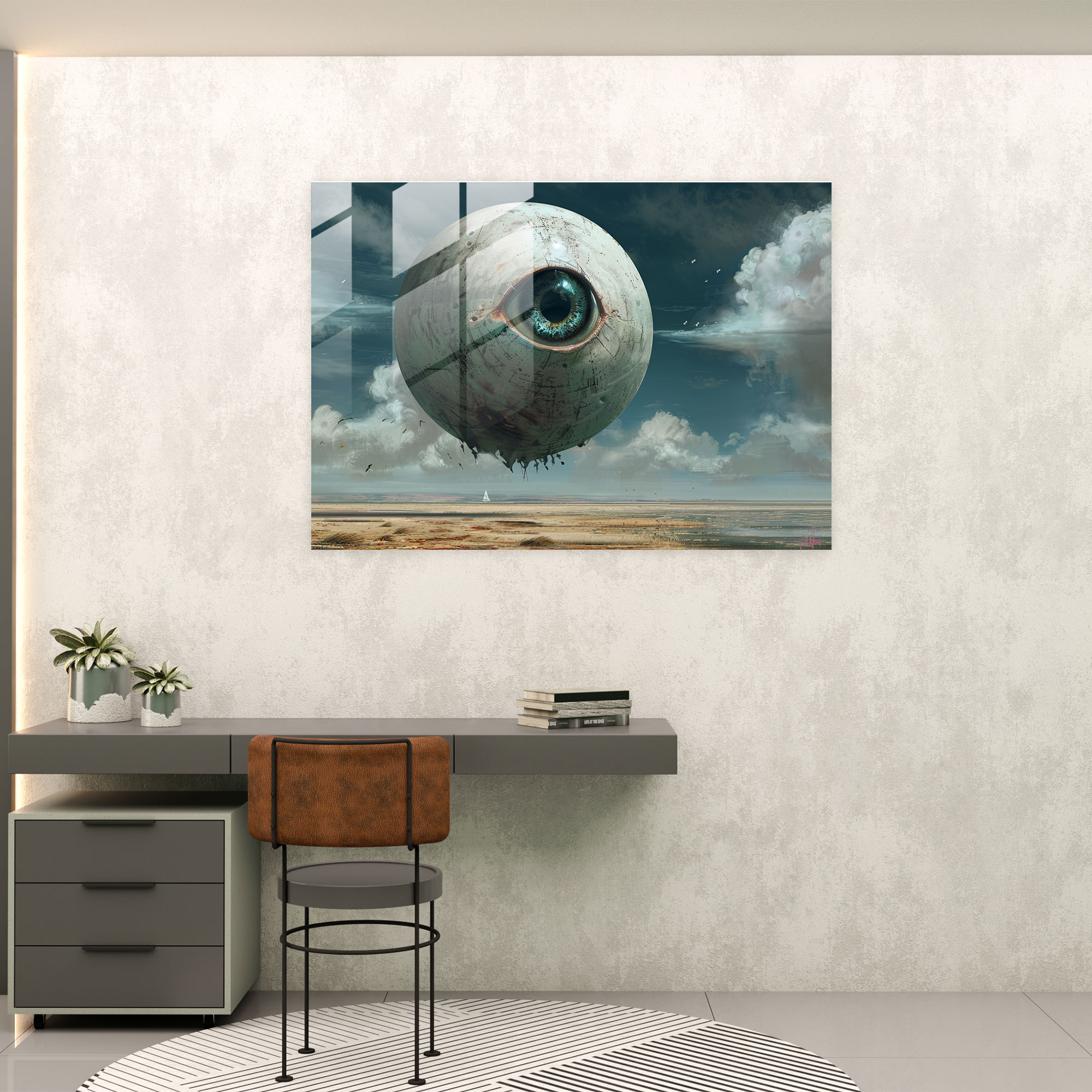 Eerie Giant Eye Glass Wall Art - Surrealism Art, Wall Decoration, Modern Art, Glass Wall Art