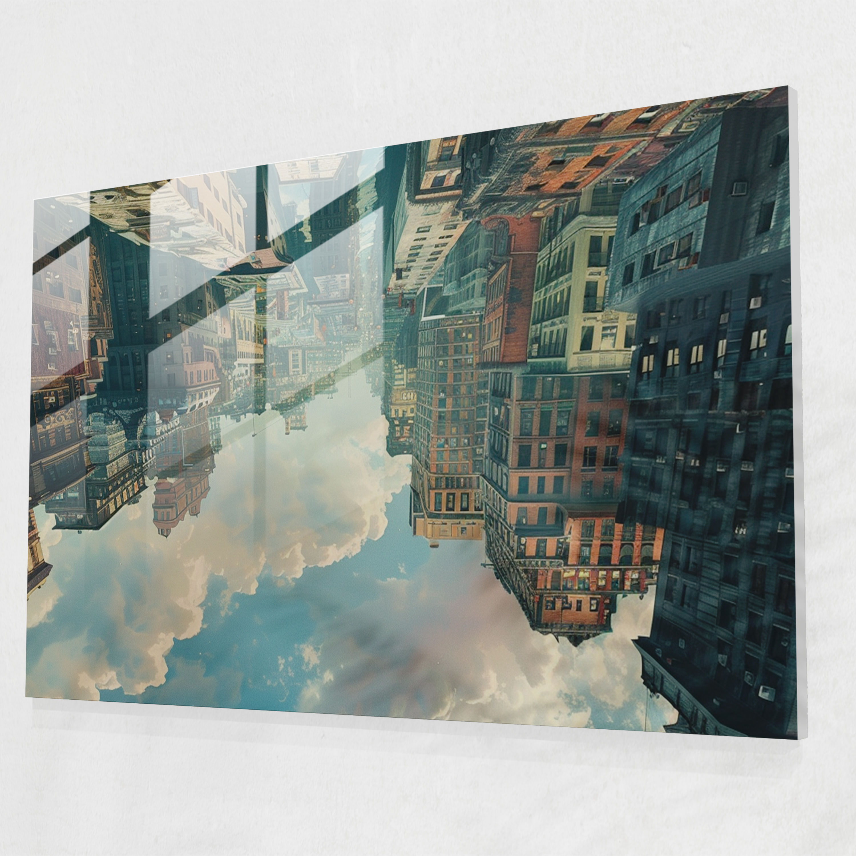 Mind-Bending Cityscape Glass Print - Surrealism Art, Modern Art, Home Decoration, Surrealism Art