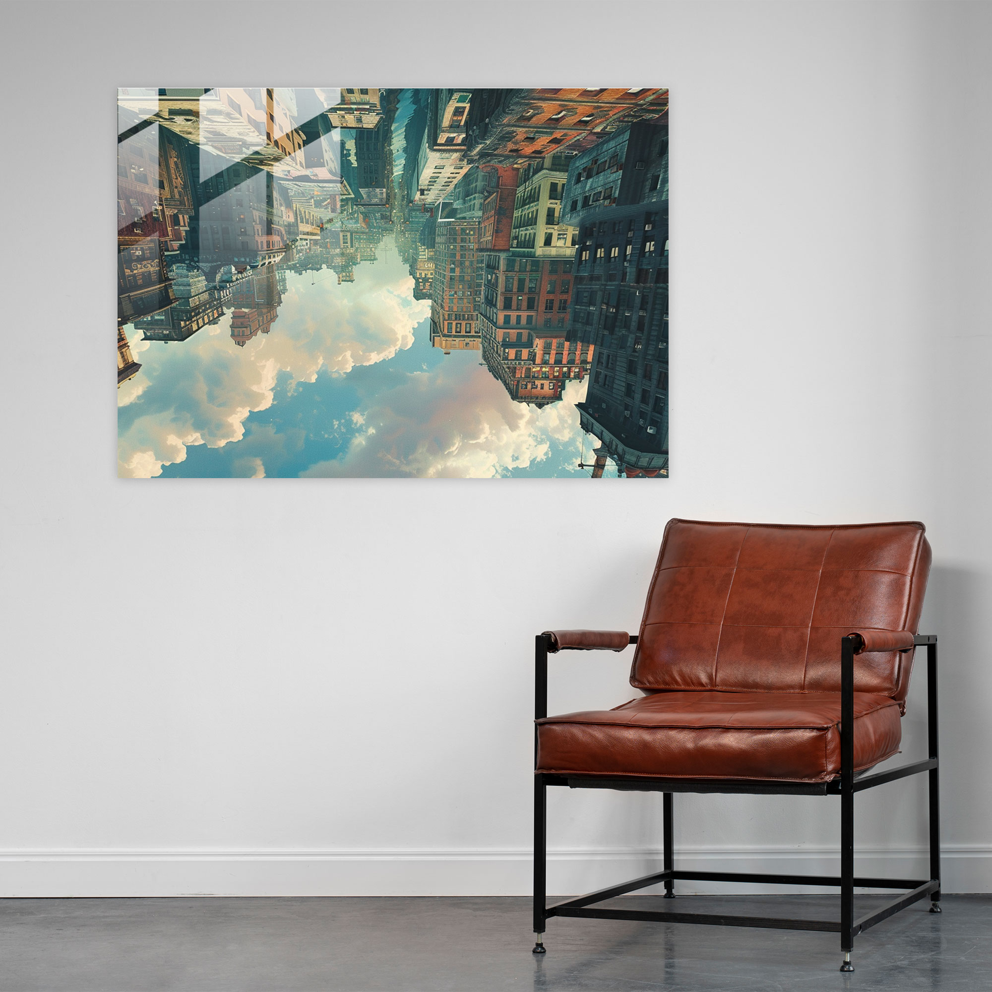 Mind-Bending Cityscape Glass Print - Surrealism Art, Modern Art, Home Decoration, Surrealism Art