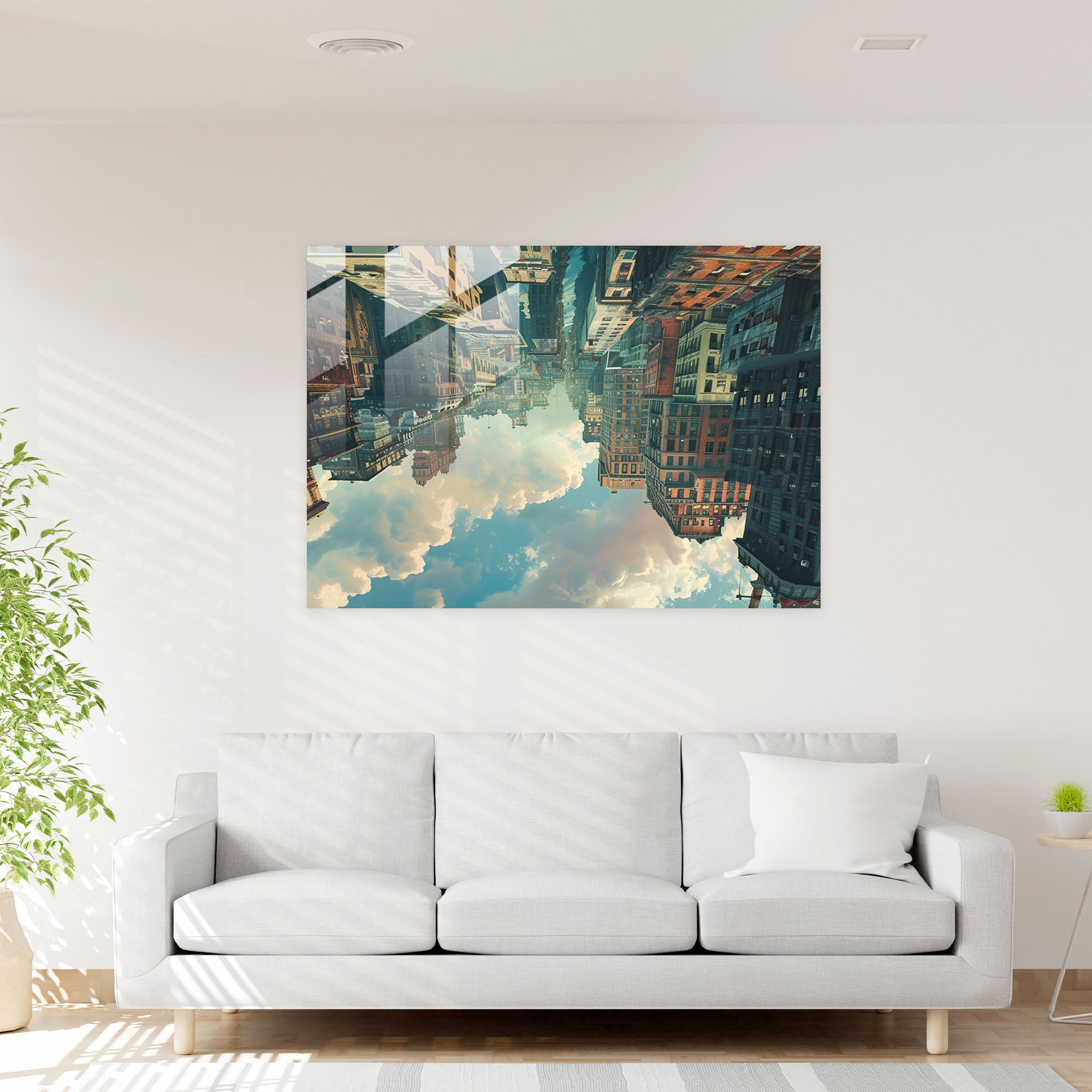 Mind-Bending Cityscape Glass Print - Surrealism Art, Modern Art, Home Decoration, Surrealism Art