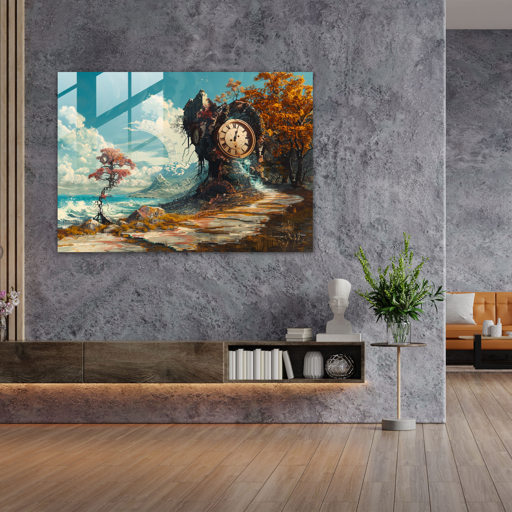 Surrealism Glass Wall Art - Melting Clocks - Surrealism Art, Home Decoration, Surrealism Art, Wall Decoration