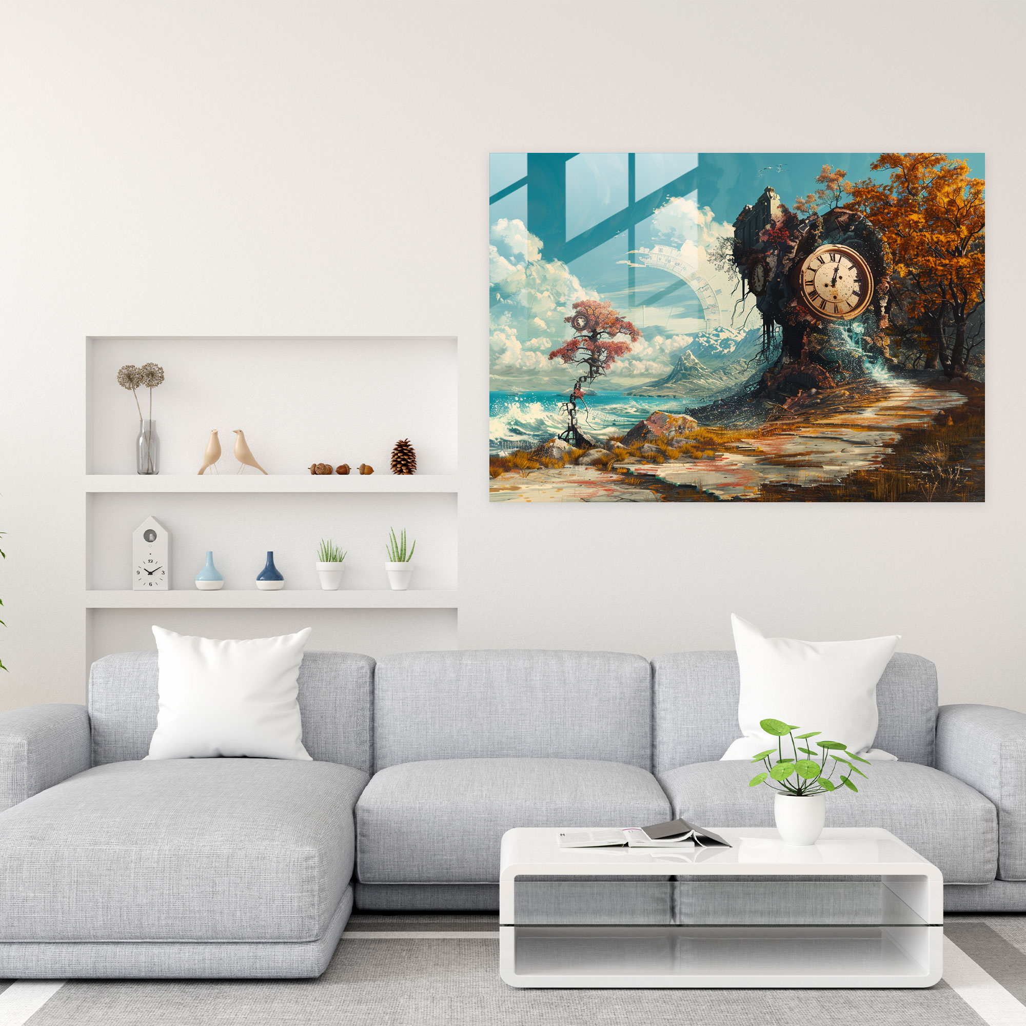Surrealism Glass Wall Art - Melting Clocks - Surrealism Art, Home Decoration, Surrealism Art, Wall Decoration