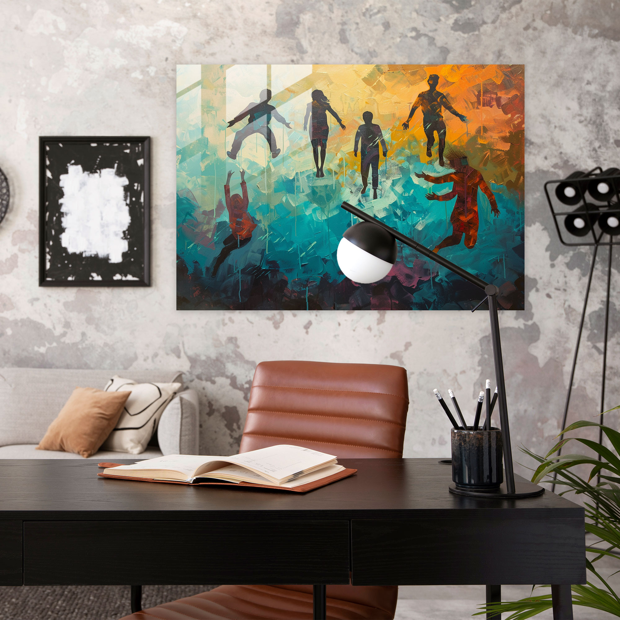 Surrealism Glass Print - Floating Figures - Surrealism Art, Glass Art, Glass Print, Home Decoration