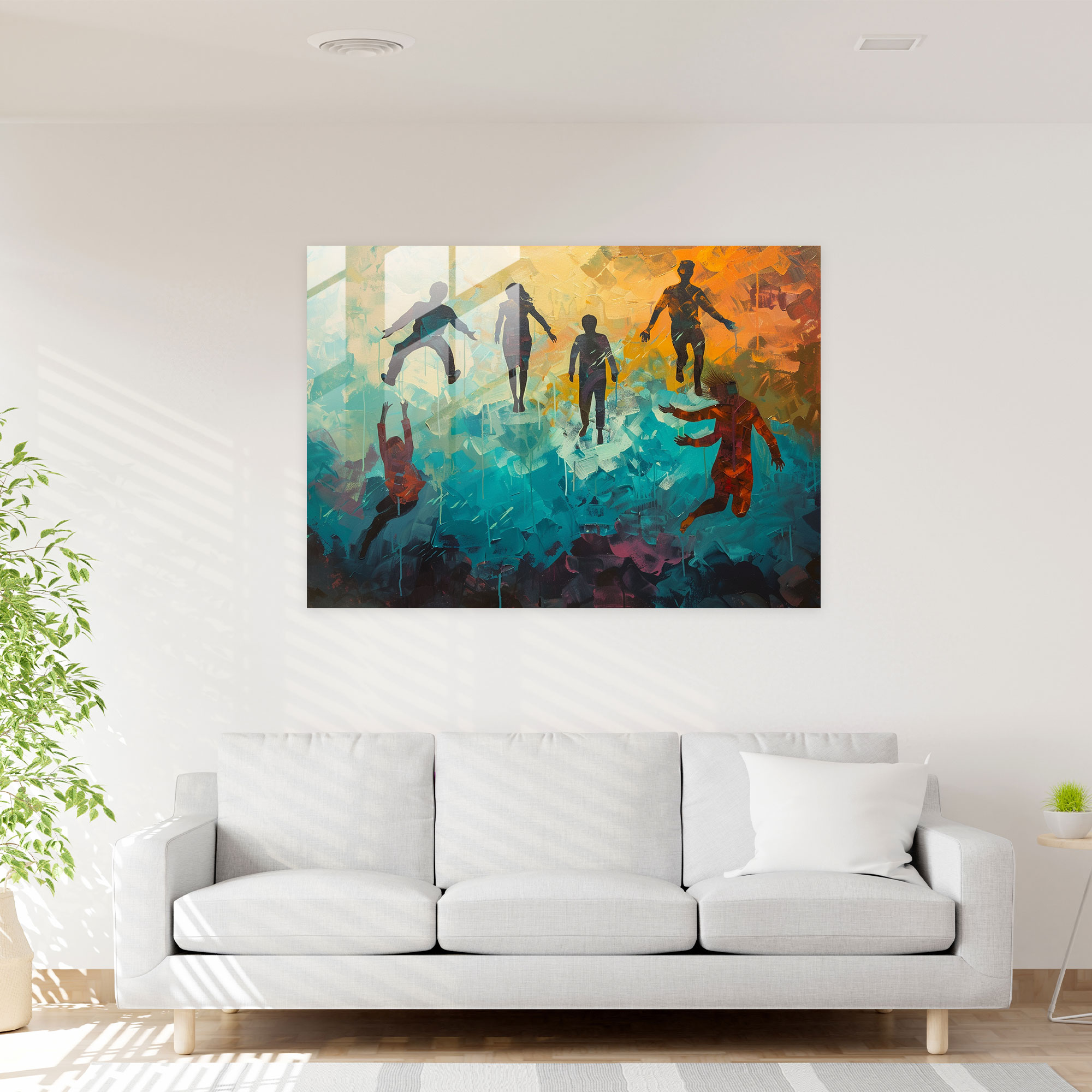 Surrealism Glass Print - Floating Figures - Surrealism Art, Glass Art, Glass Print, Home Decoration