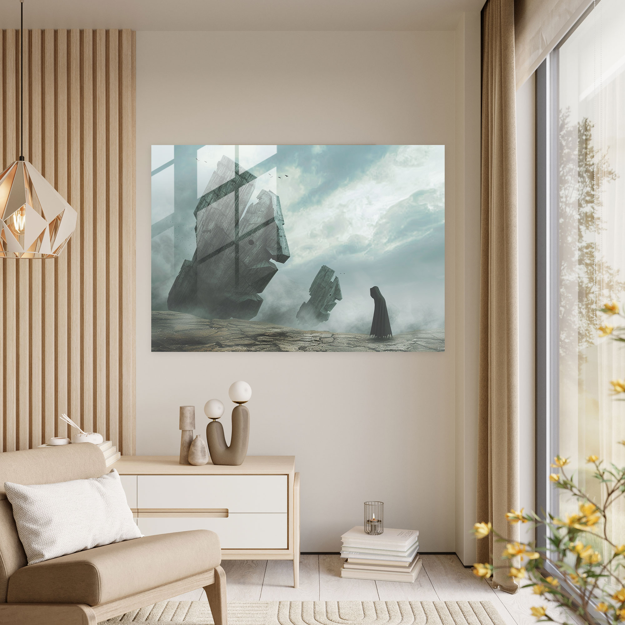 Surrealism Wall Decoration - Mysterious Figures - Surrealism Art, Surrealism Art, Glass Wall Art, Glass Print