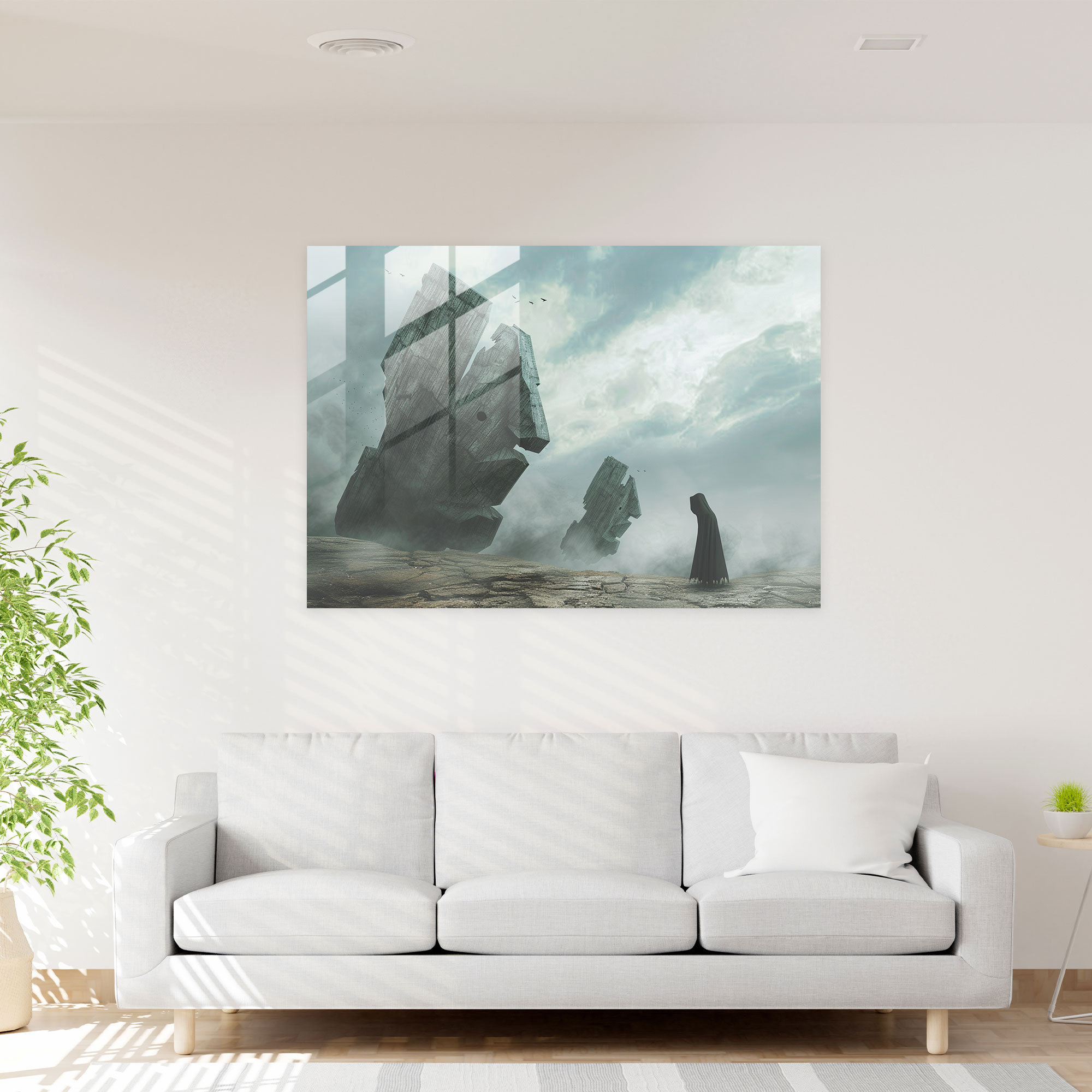 Surrealism Wall Decoration - Mysterious Figures - Surrealism Art, Surrealism Art, Glass Wall Art, Glass Print