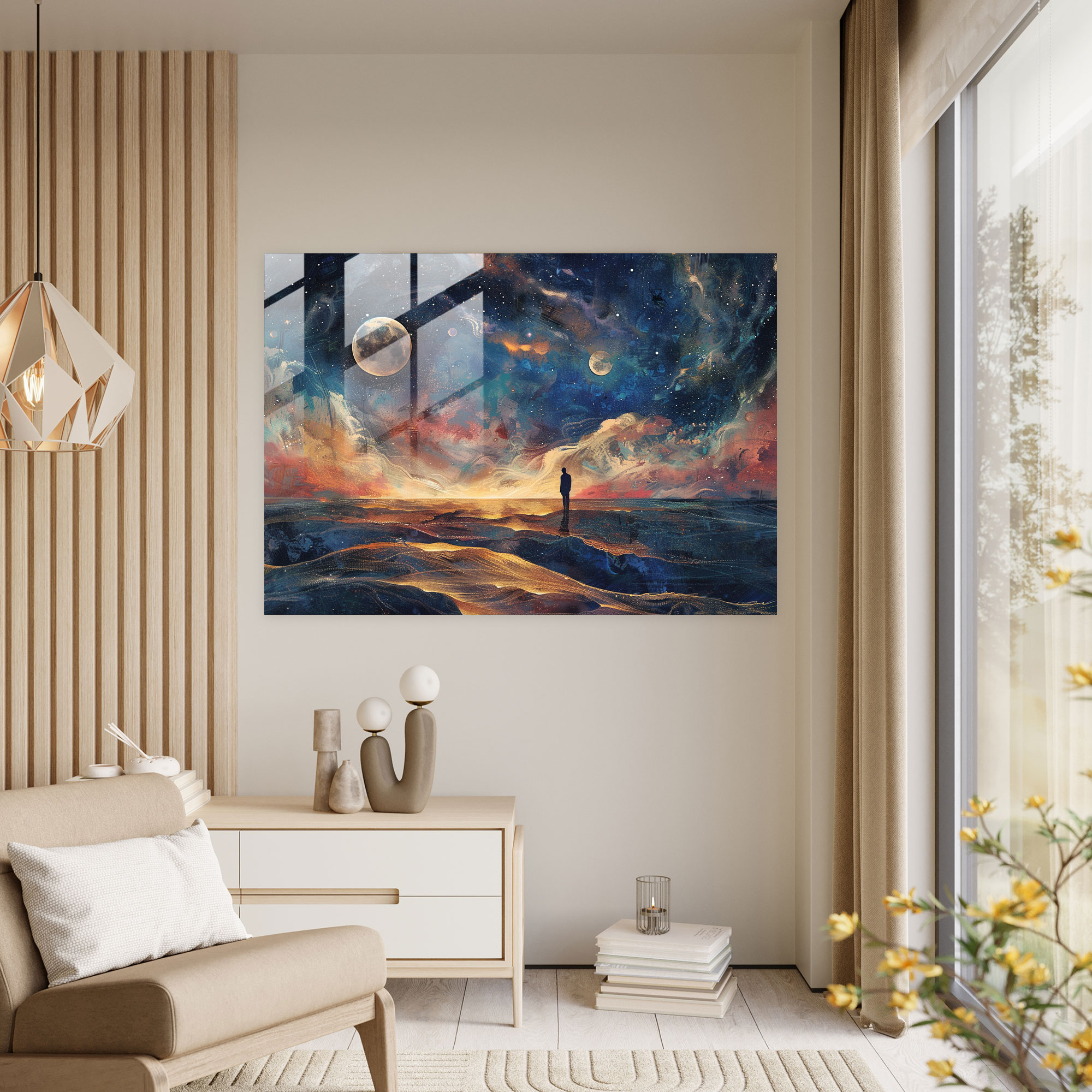 Surrealism Modern Art - Cosmic Dreams - Surrealism Art, Glass Print, Cosmic Art, Modern Art