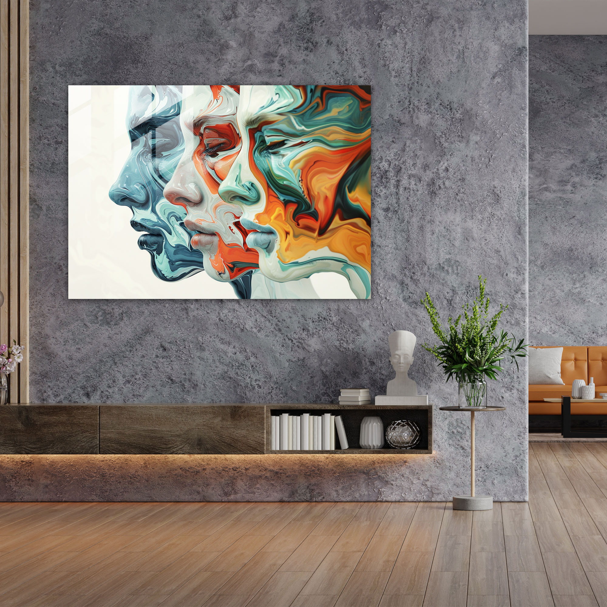 Melting Faces Glass Wall Art - Surrealism Art, Wall Decoration, Modern Art, Surrealism Art