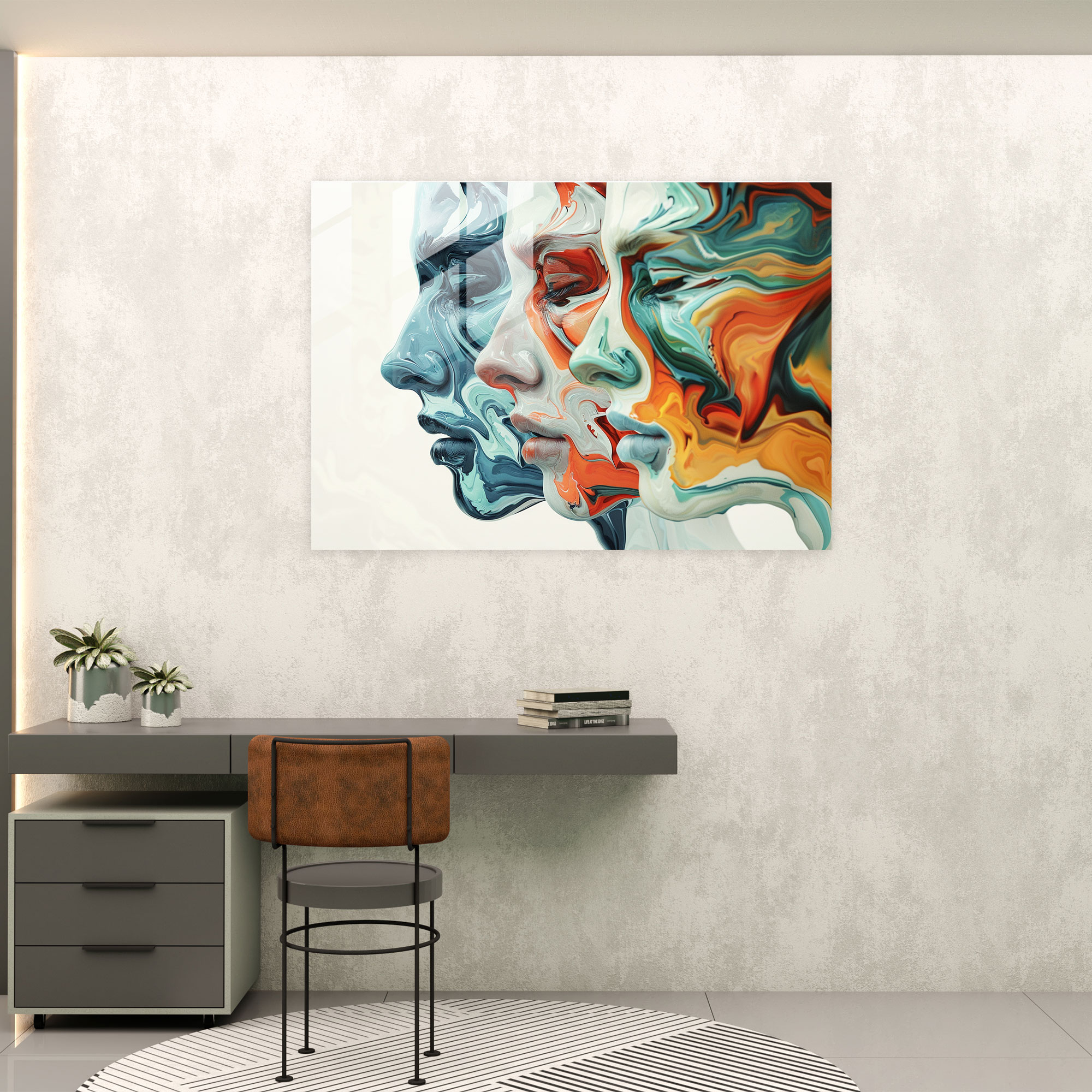 Melting Faces Glass Wall Art - Surrealism Art, Wall Decoration, Modern Art, Surrealism Art