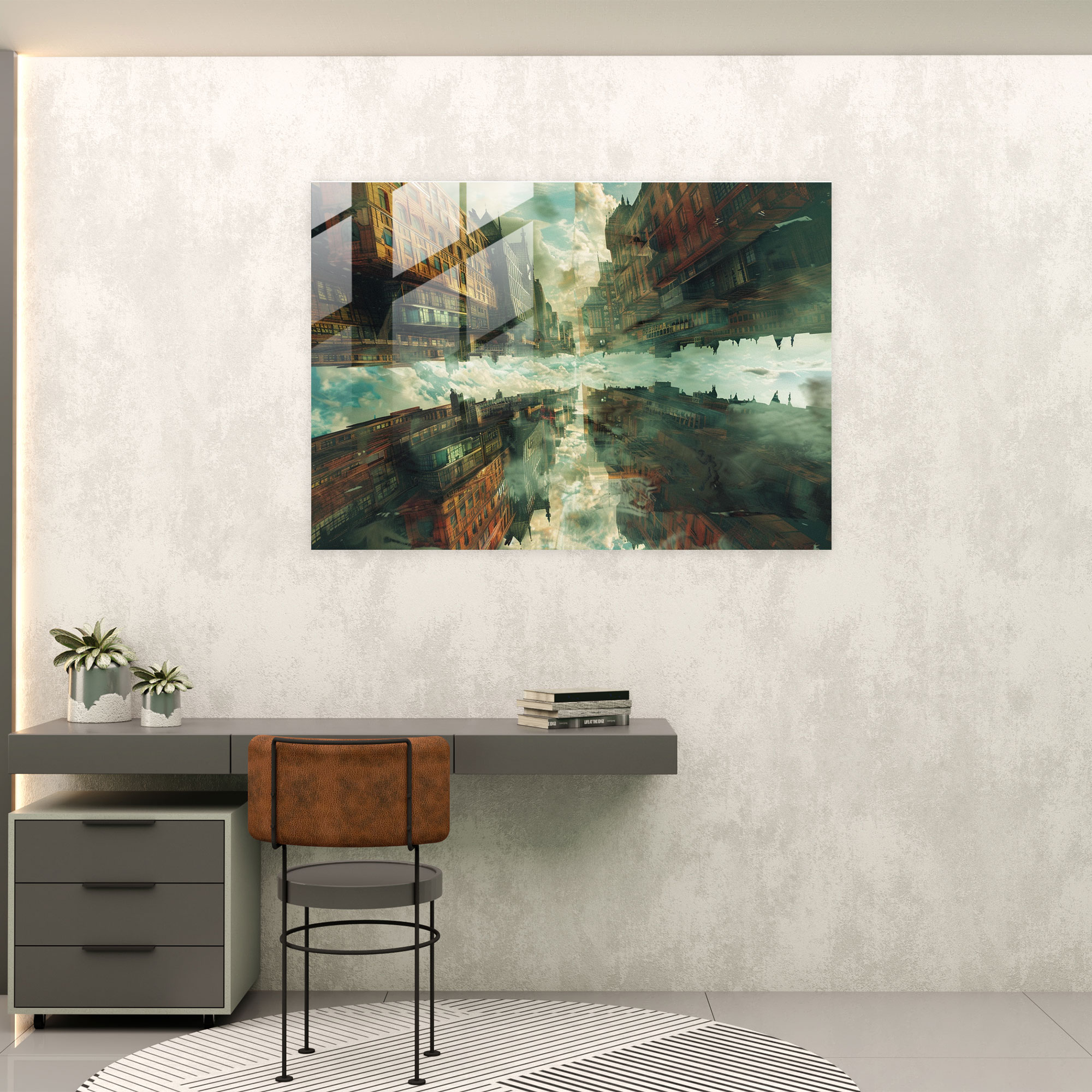 Distorted Architecture Glass Print - Surrealism Art, Glass Wall Art, Surrealism Art, Wall Decoration