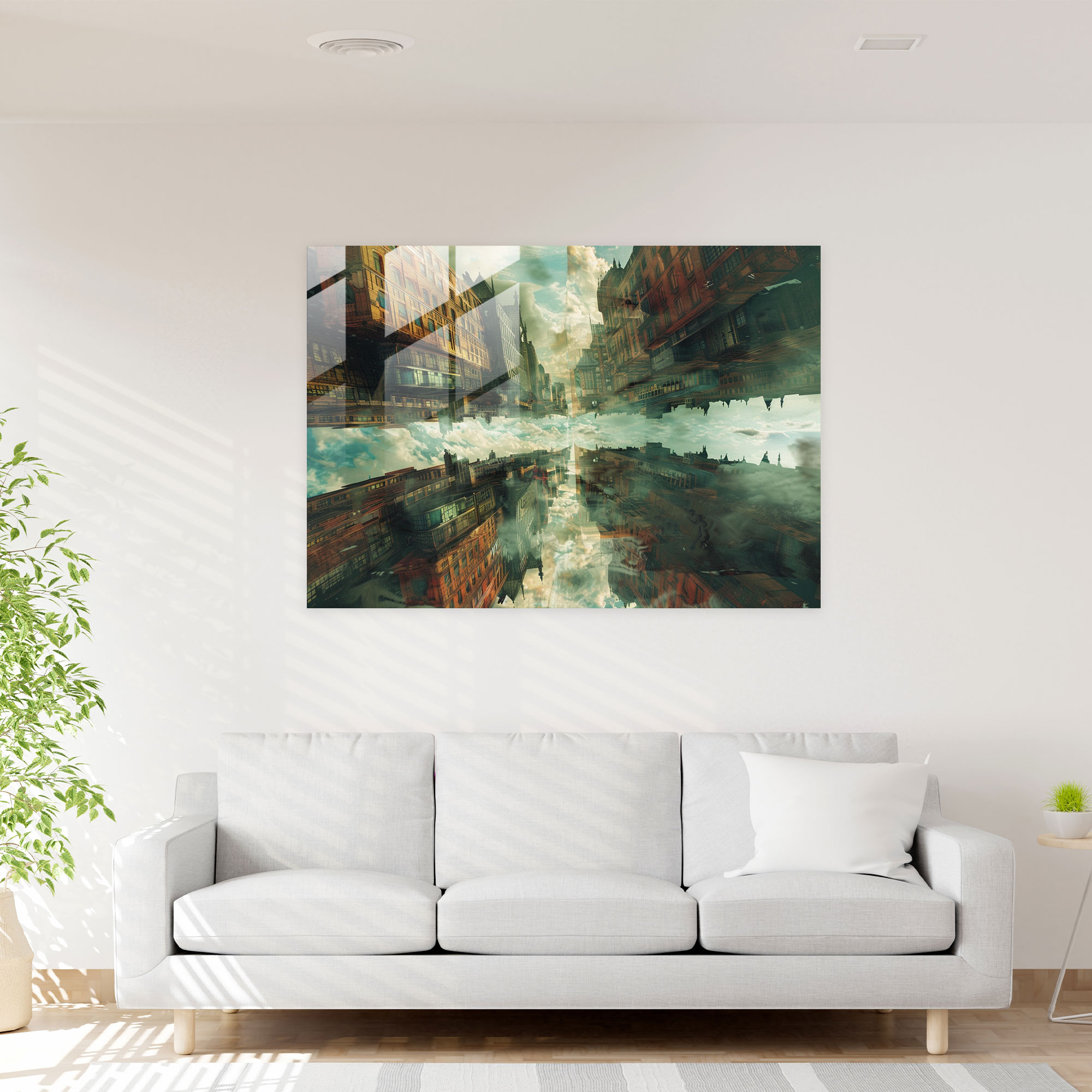 Distorted Architecture Glass Print - Surrealism Art, Glass Wall Art, Surrealism Art, Wall Decoration