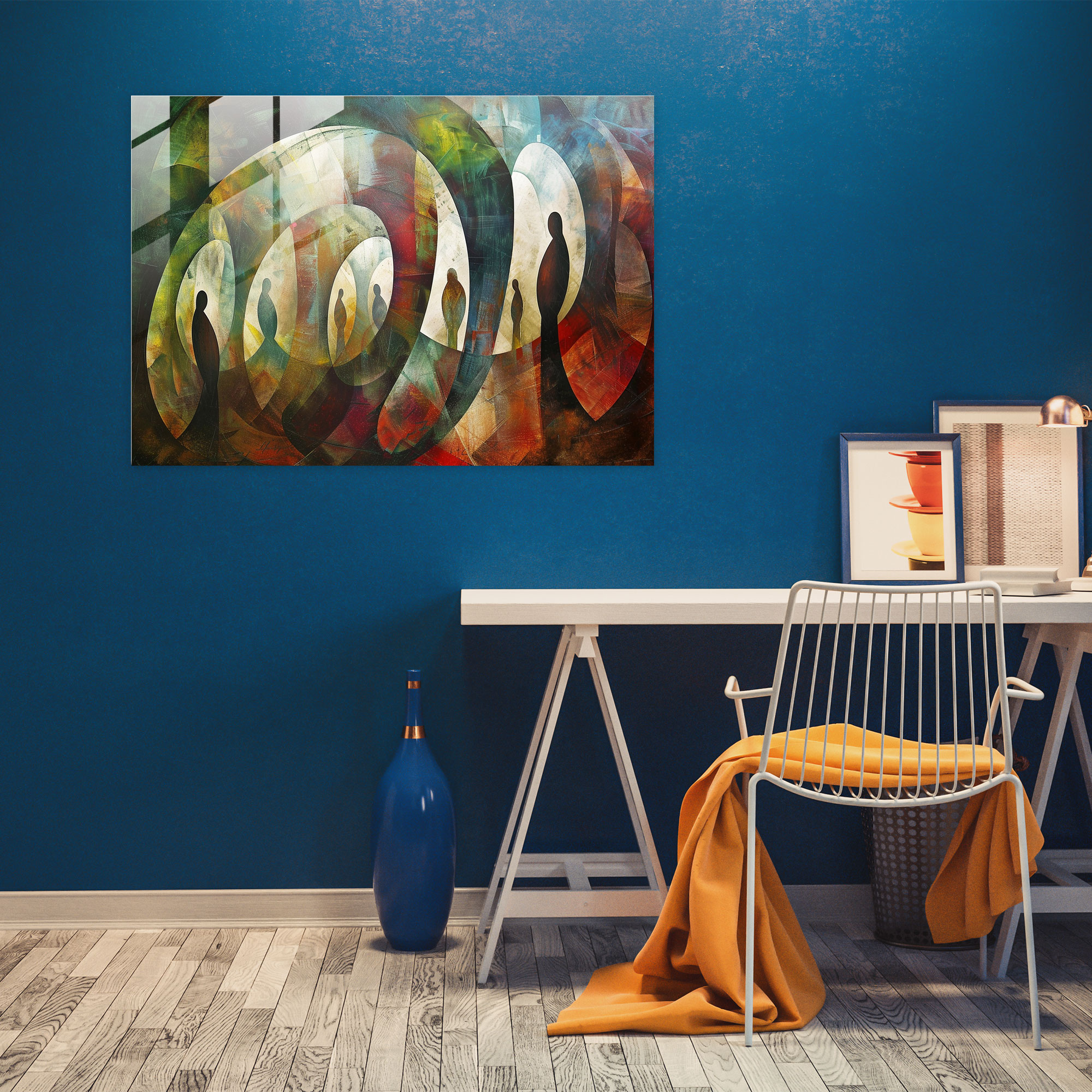 Dream-Like Figures Wall Decoration - Surrealism Art, Modern Art, Glass Art, Surrealism Art
