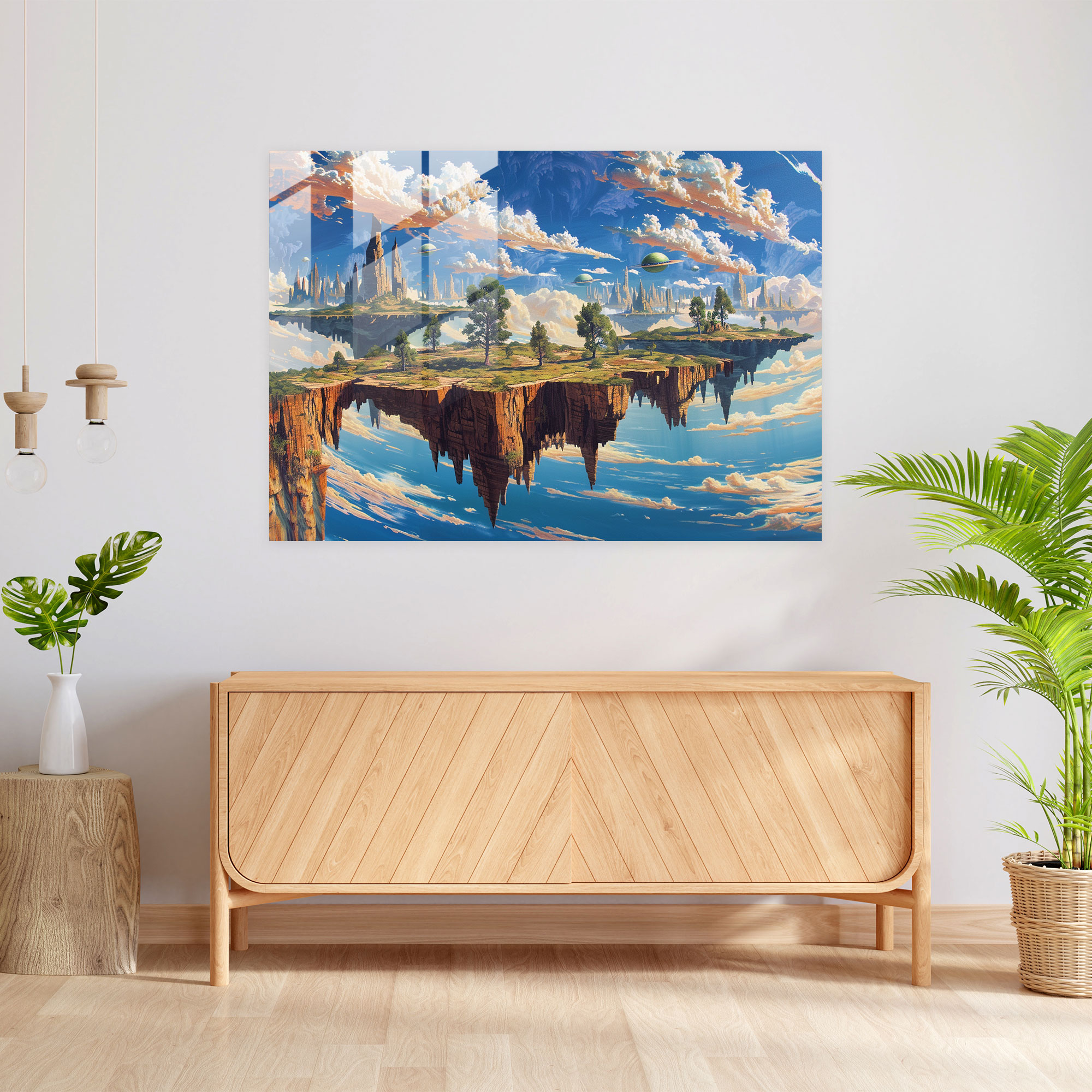 Surrealism Art Modern Art: Alien Landscape - Surrealism Art, Home Decoration, Glass Wall Art, Glass Print