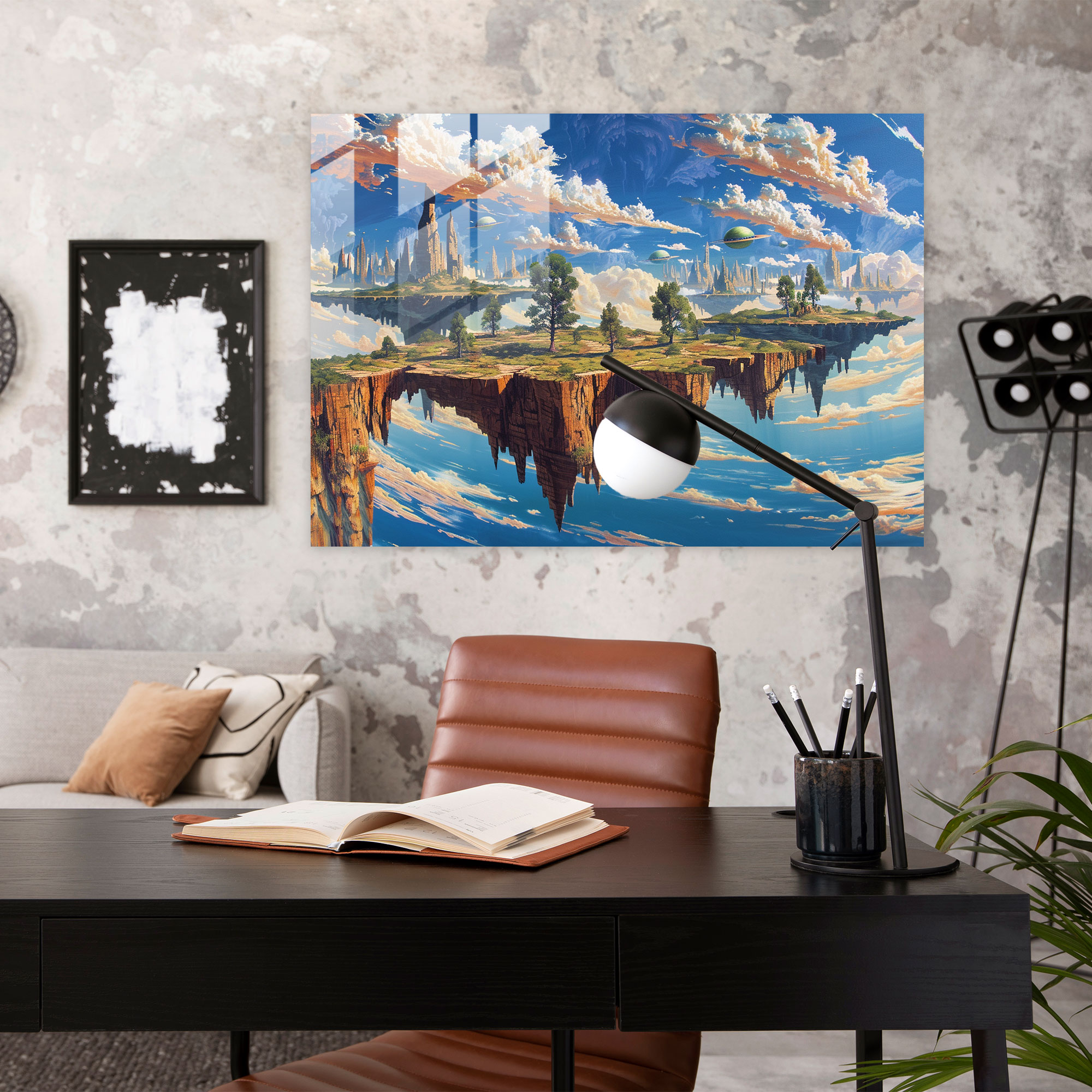 Surrealism Art Modern Art: Alien Landscape - Surrealism Art, Home Decoration, Glass Wall Art, Glass Print