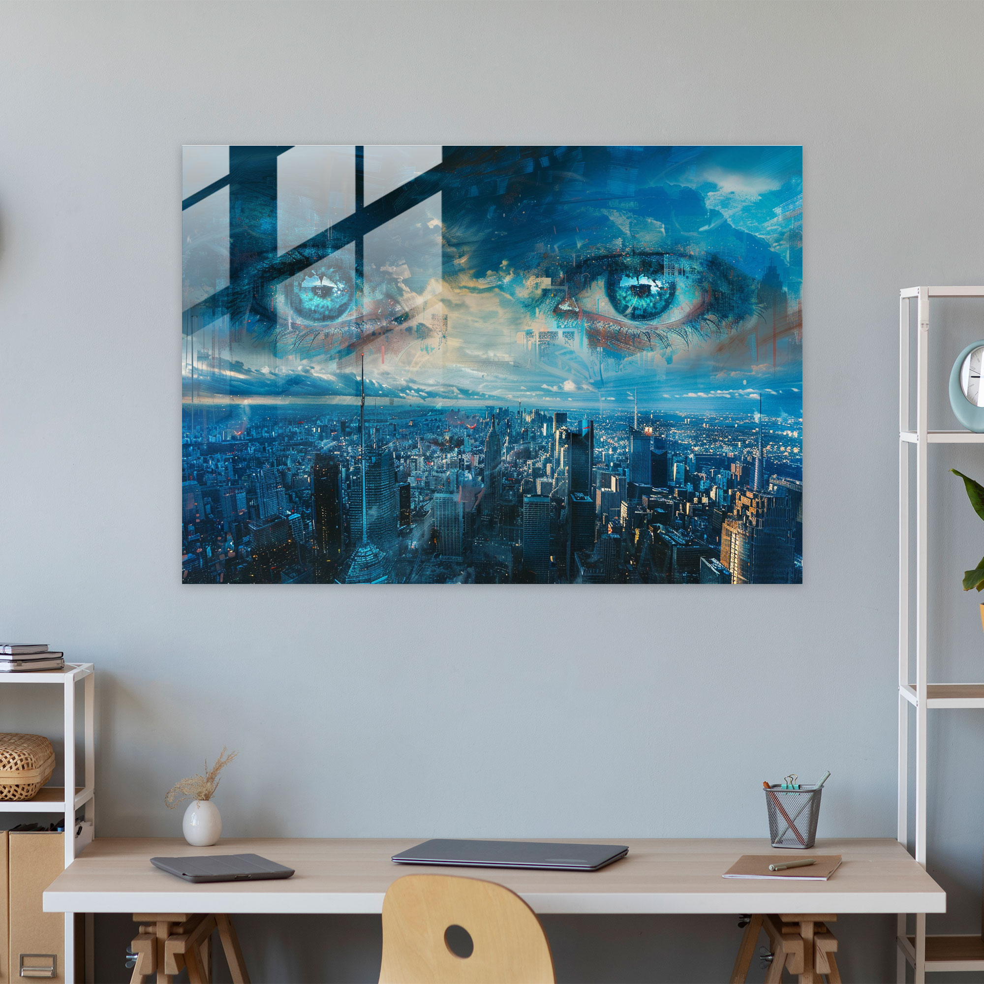 Surrealism Art Glass Print: Watching Eyes - Surrealism Art, Glass Wall Art, Home Decoration, Surrealism Art