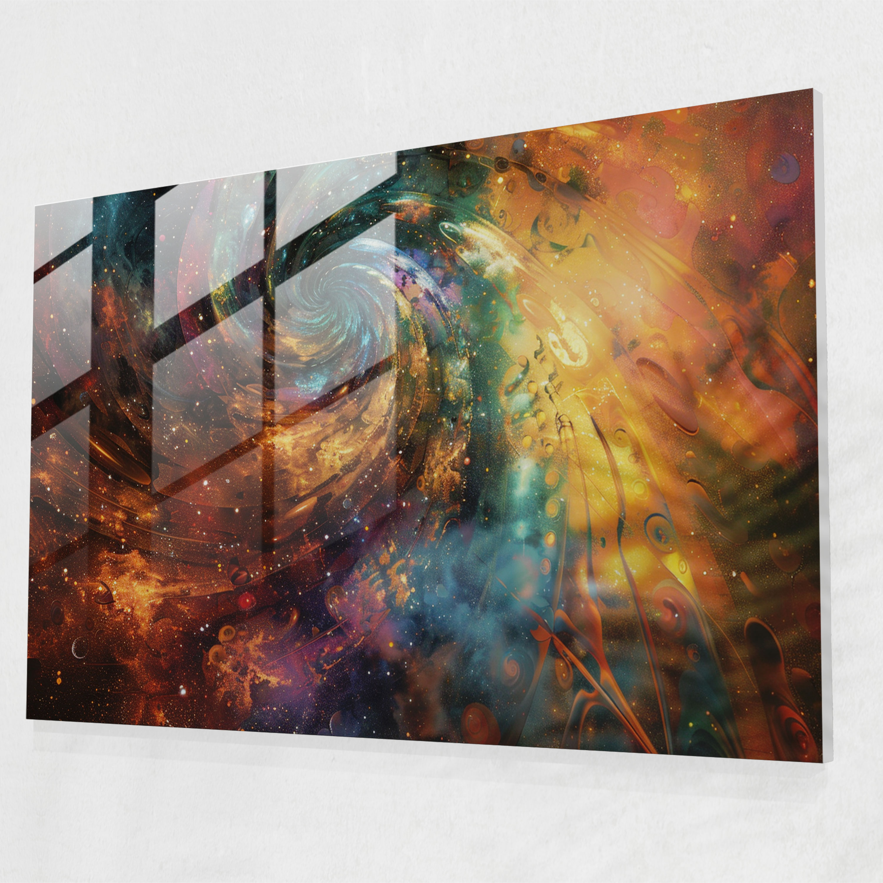 Surrealism Art Glass Wall Art: Spinning Spirals - Surrealism Art, Home Decoration, Glass Art, Wall Decoration