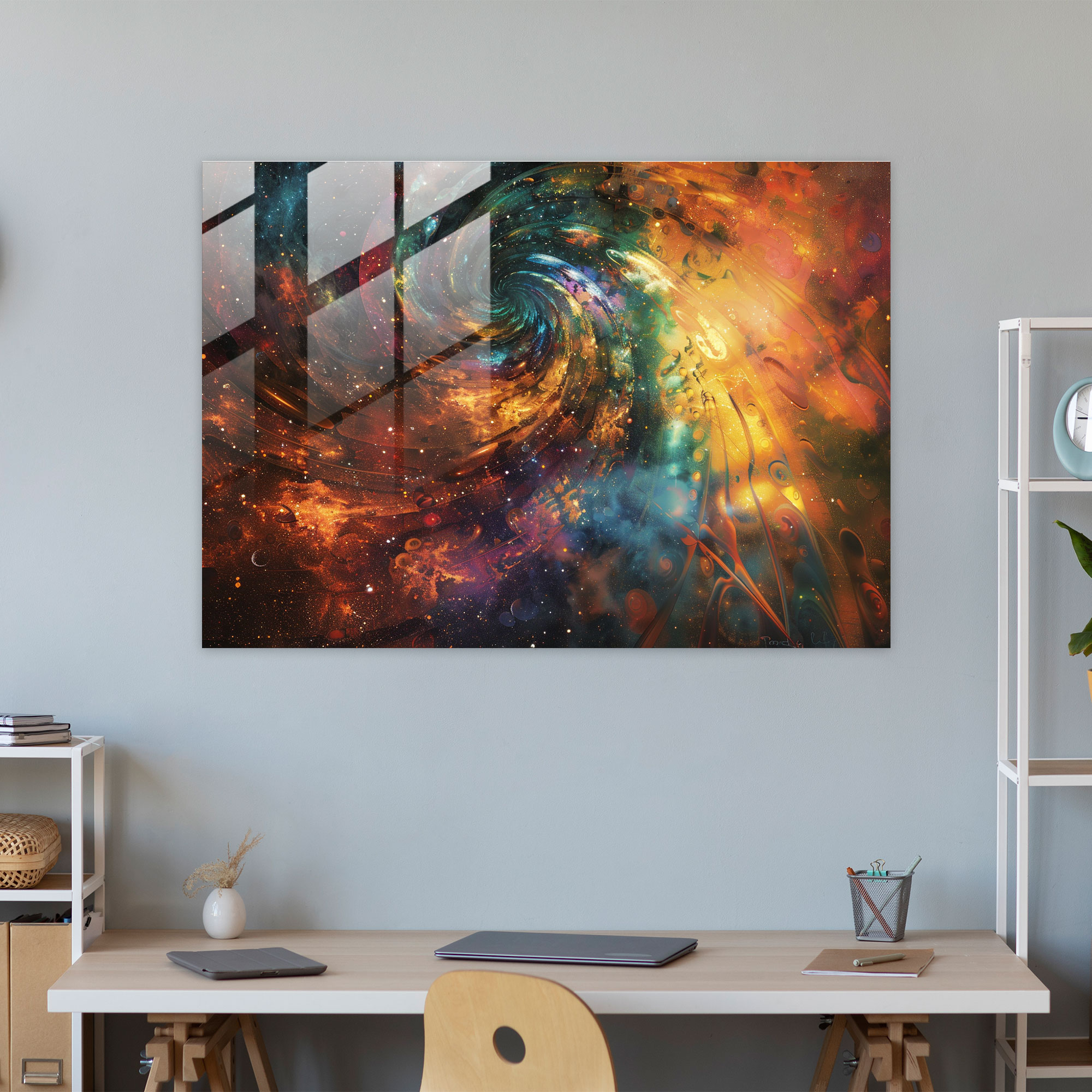 Surrealism Art Glass Wall Art: Spinning Spirals - Surrealism Art, Home Decoration, Glass Art, Wall Decoration