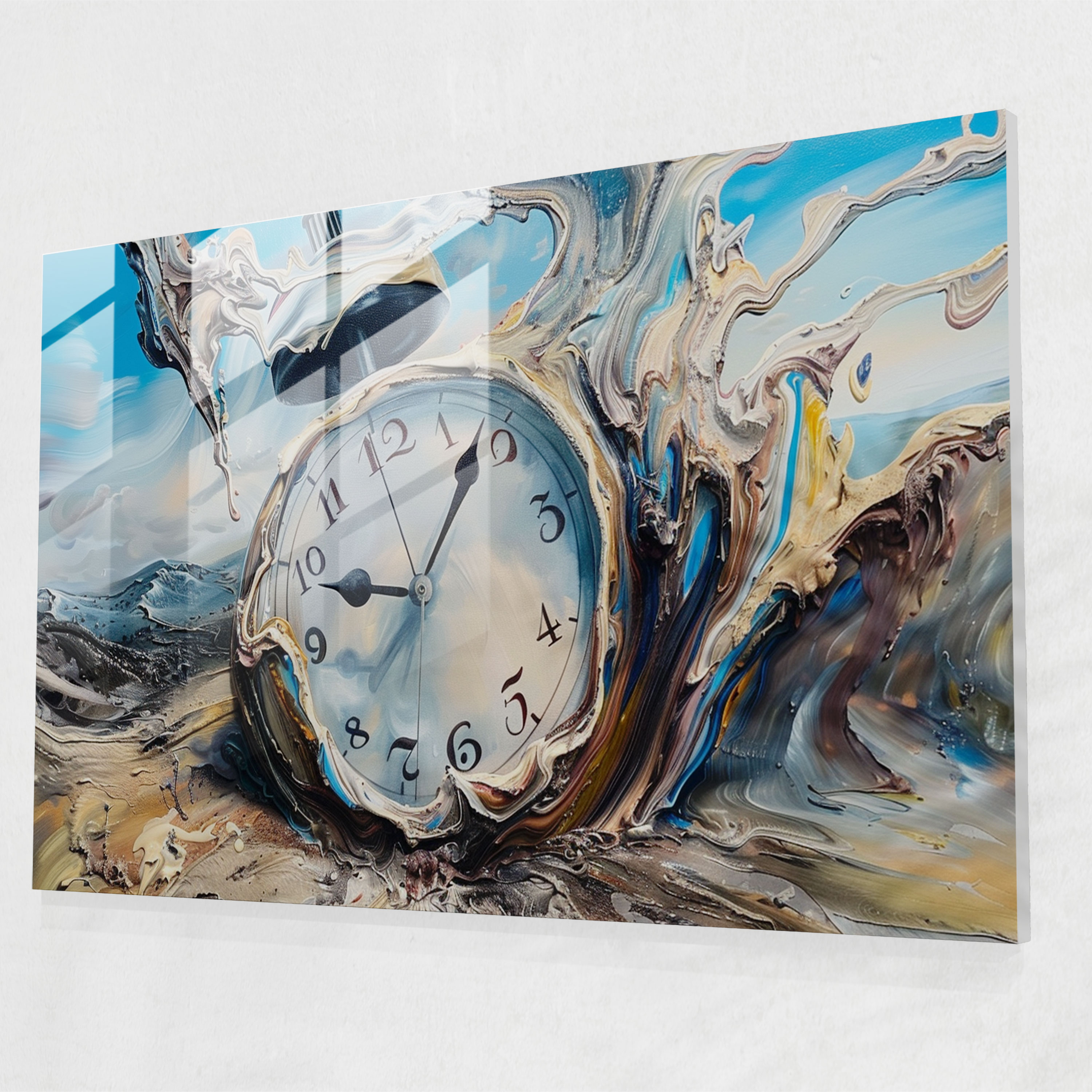 Surrealism Wall Decoration: Abstract Melting Clock - Surrealism Art, Surrealism, Modern Art, Wall Decoration