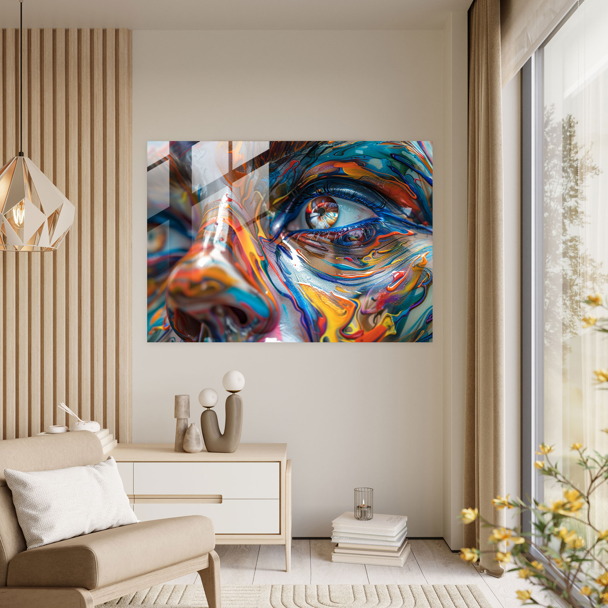 Surrealism Glass Wall Art: Abstract Face With Distorted Features - Surrealism Art, Surrealism, Glass Art, Home Decoration