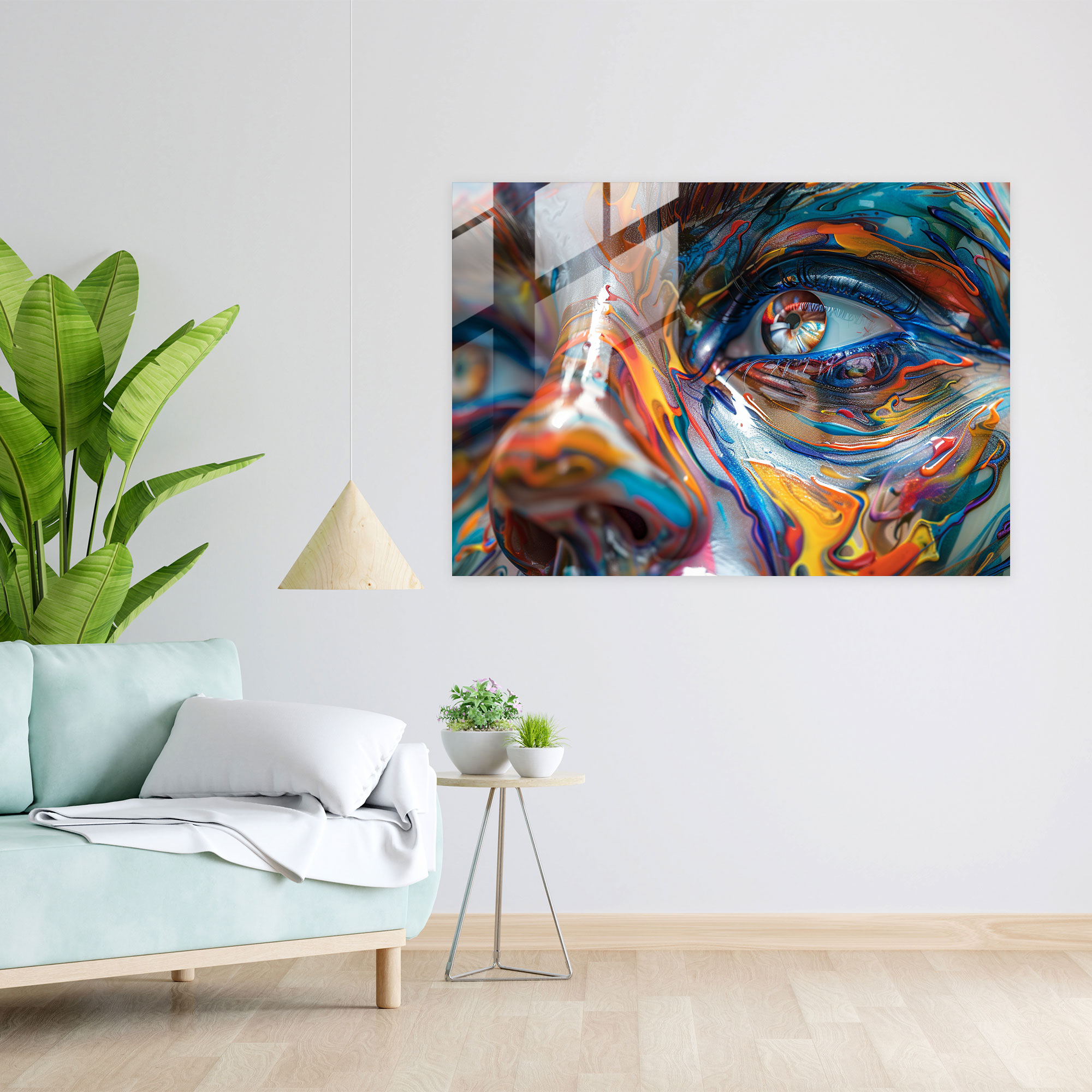 Surrealism Glass Wall Art: Abstract Face With Distorted Features - Surrealism Art, Surrealism, Glass Art, Home Decoration