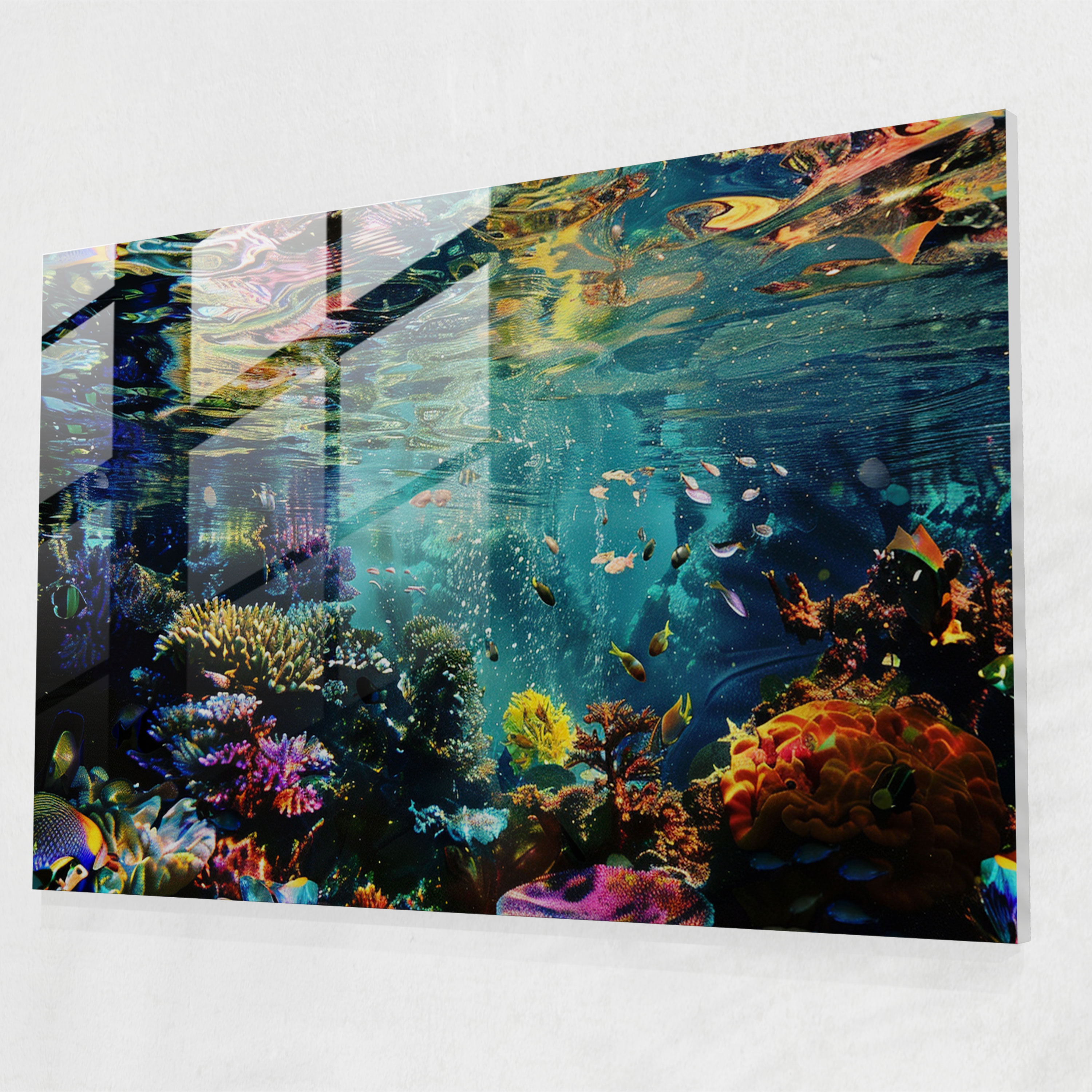Dreamlike Underwater Surrealism Art Glass Print - Surrealism Art, Wall Decoration, Underwater Scenery, Glass Print