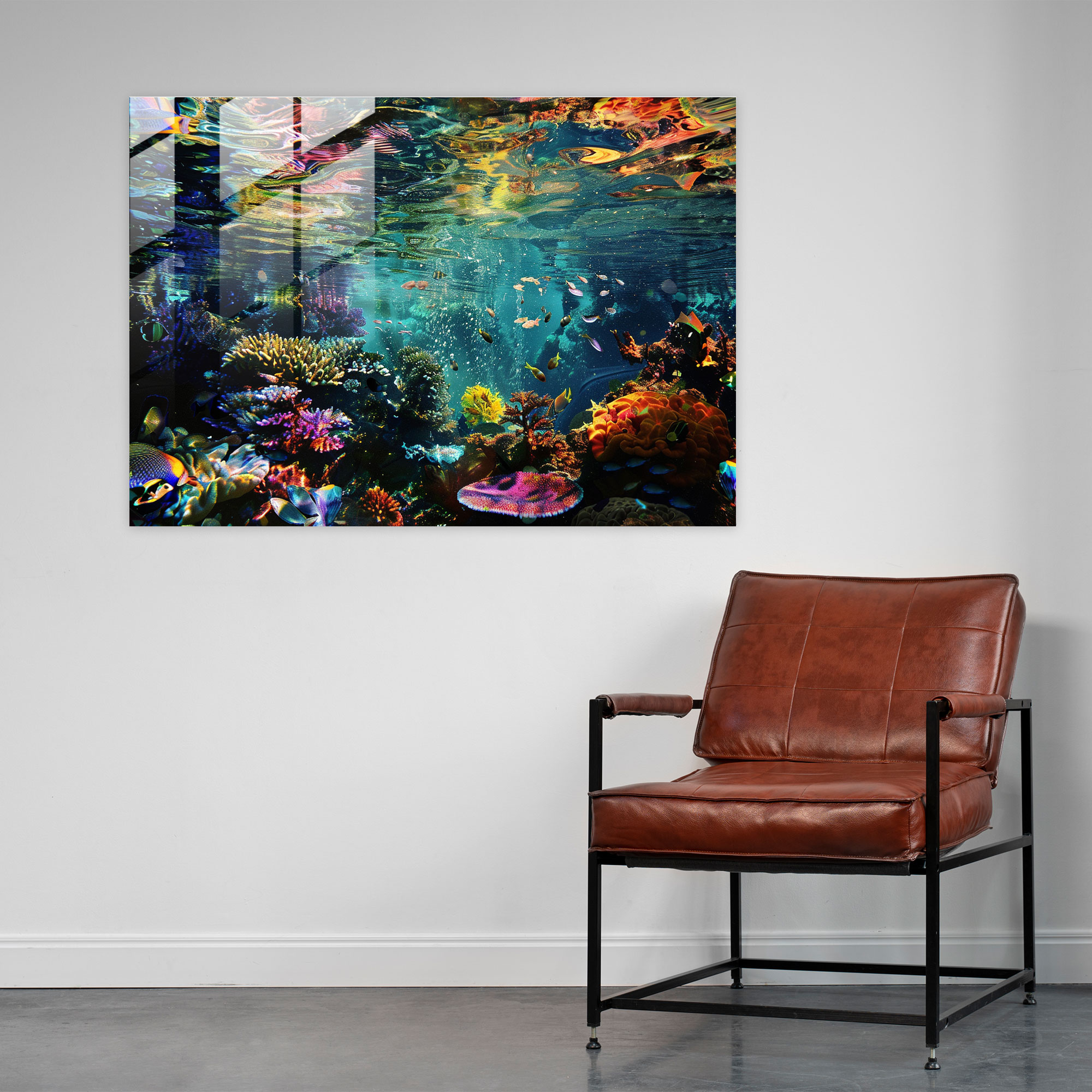 Dreamlike Underwater Surrealism Art Glass Print - Surrealism Art, Wall Decoration, Underwater Scenery, Glass Print