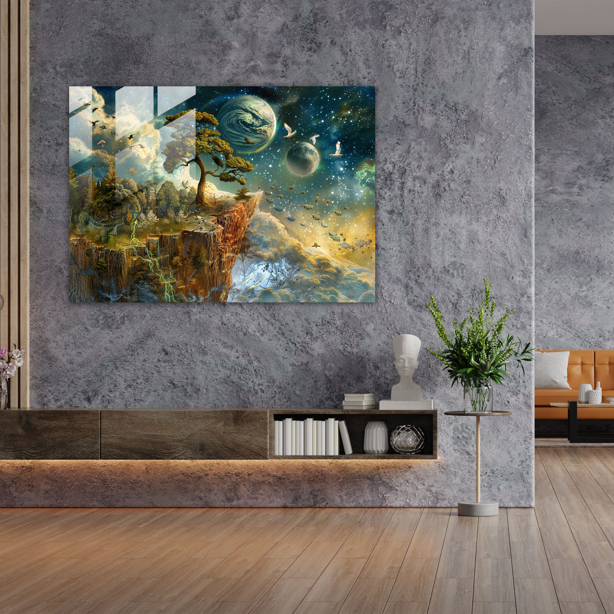 Cosmic Mythical Surrealism Art Glass Wall Art - Surrealism Art, Glass Wall Art, Wall Decoration, Mythical Creatures