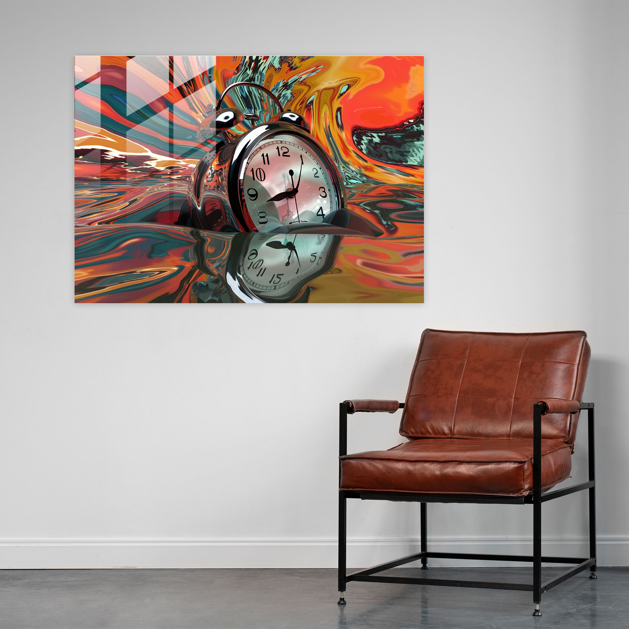 Melting Clock Surrealism Art Glass Print - Surrealism Art, Home Decoration, Modern Art, Glass Art