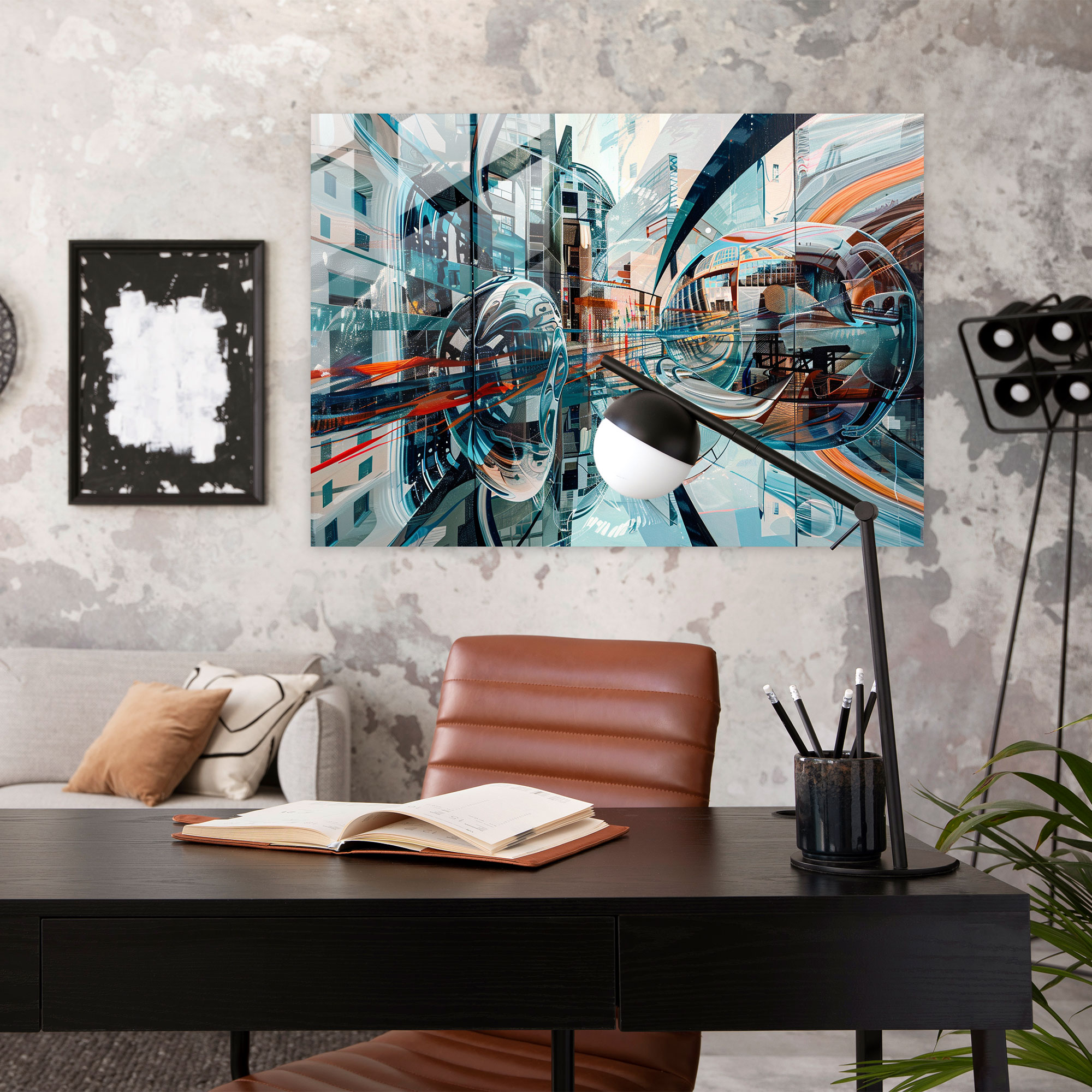Distorted Cityscape Surrealism Art Glass Wall Art - Surrealism Art, Glass Wall Art, Surrealism Art, Cityscape
