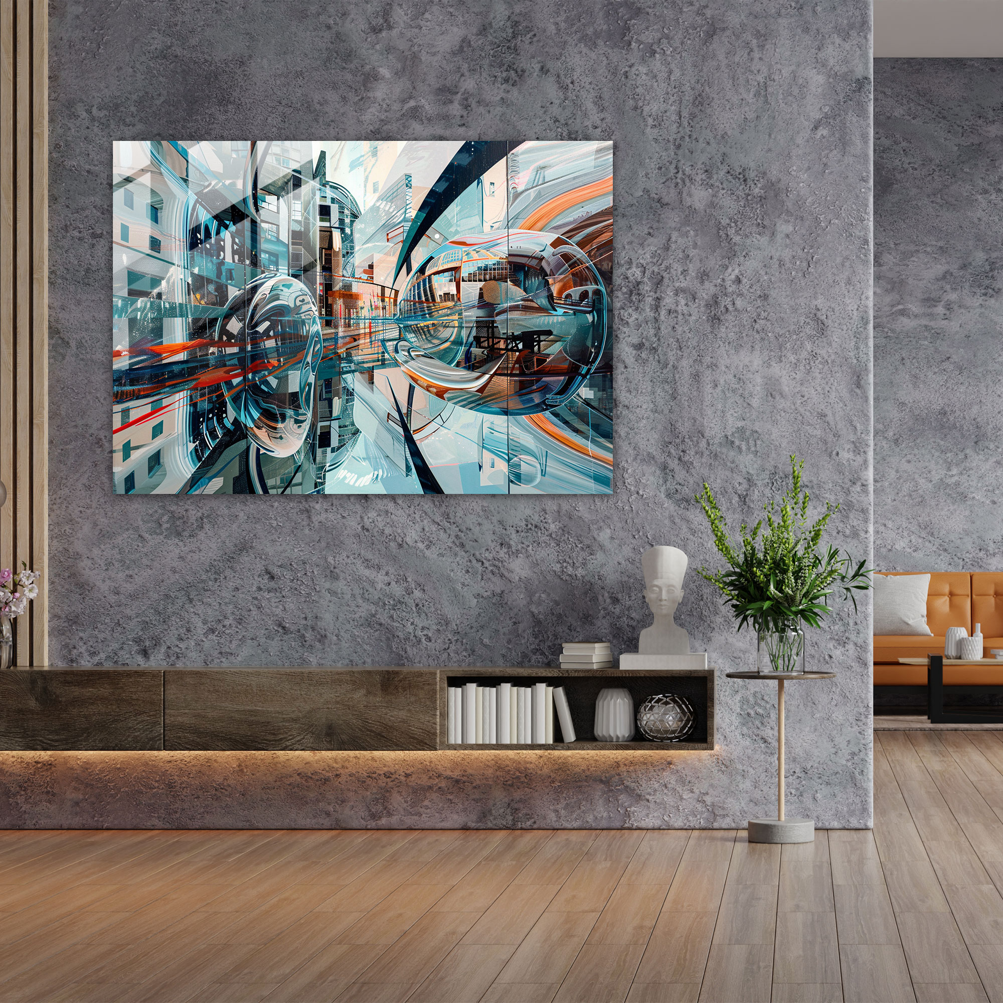 Distorted Cityscape Surrealism Art Glass Wall Art - Surrealism Art, Glass Wall Art, Surrealism Art, Cityscape