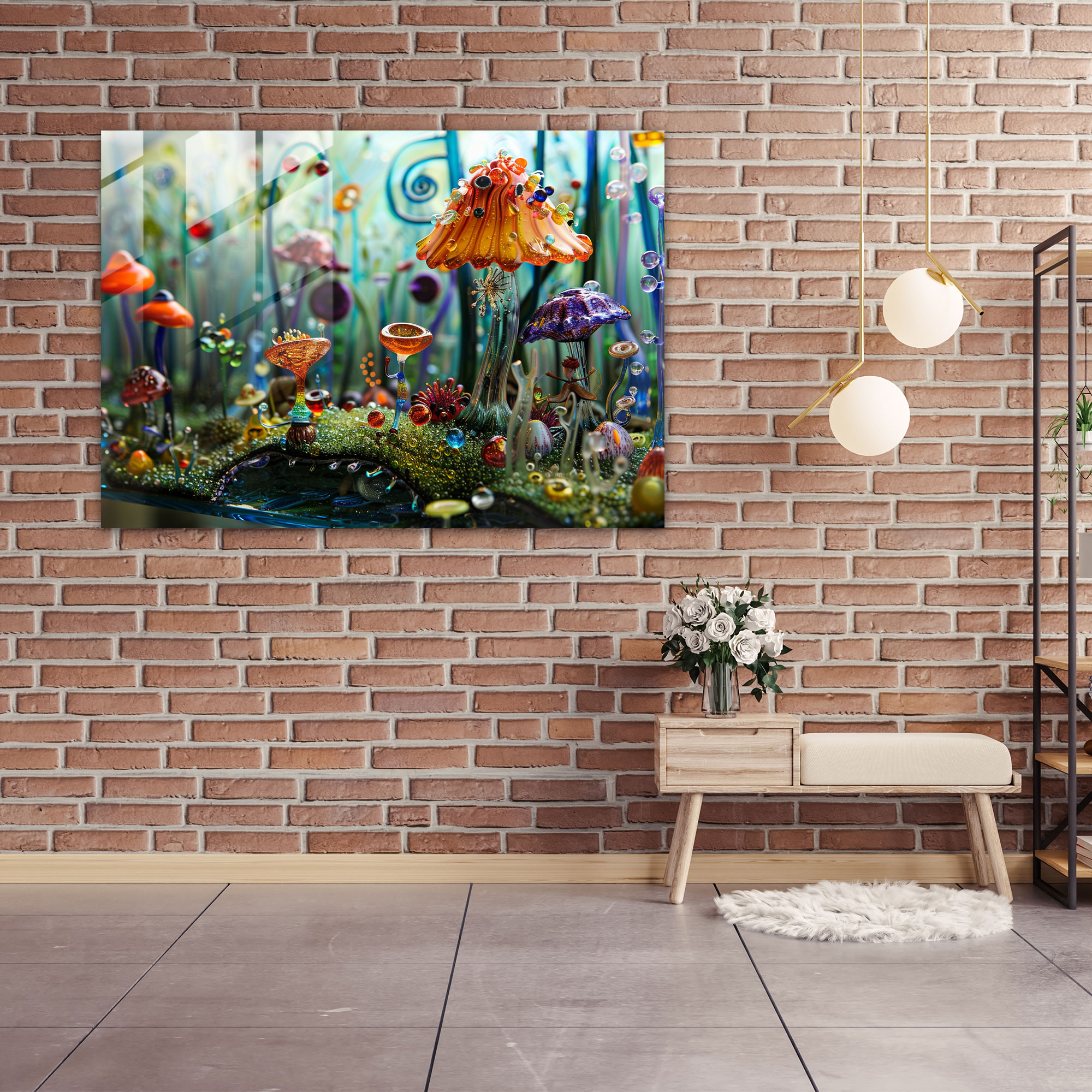 Fantastical Characters Surrealism Art Glass Art - Surrealism Art, Glass Art, Fantastical Landscape, Modern Art