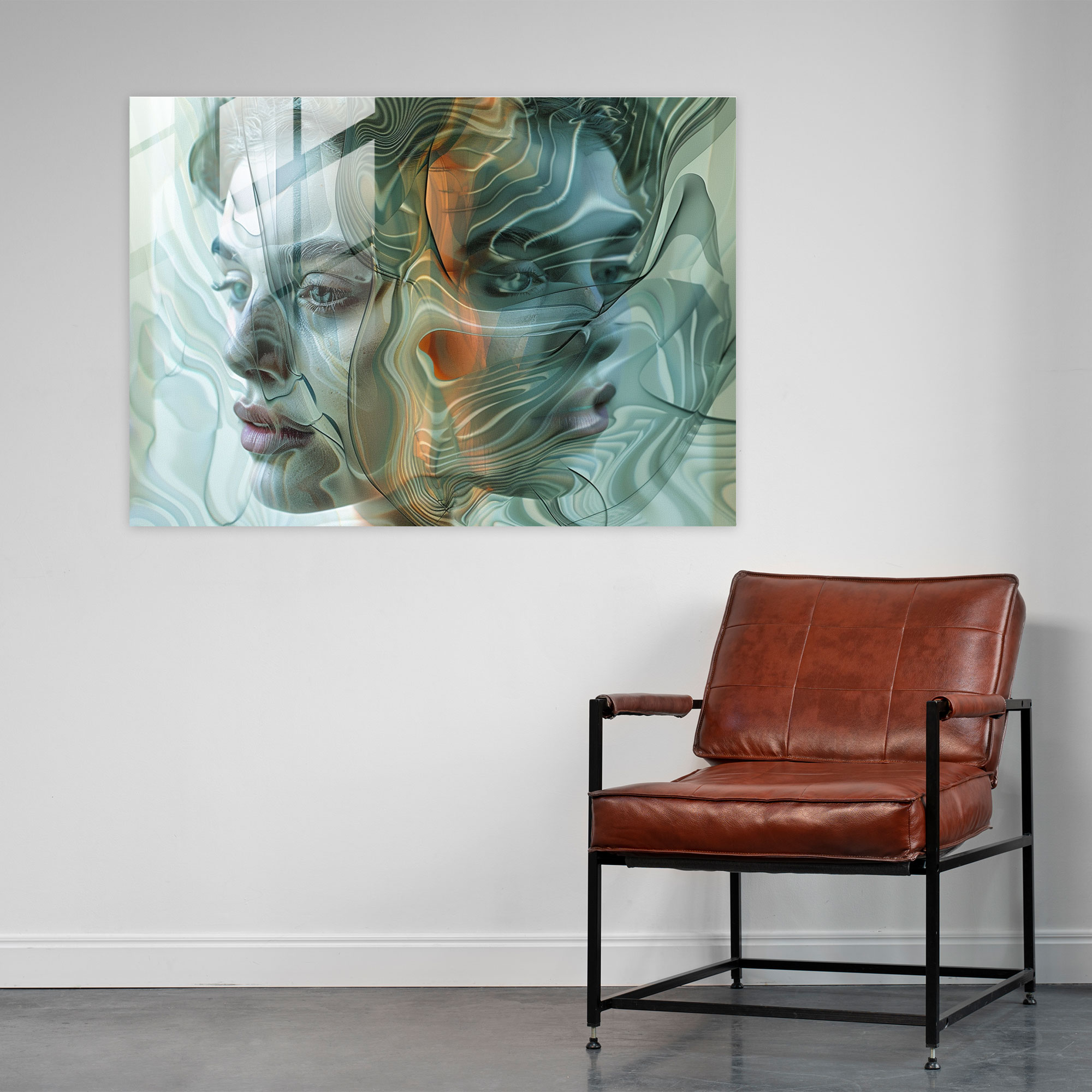 Distorted Portraits Modern Art Glass Wall Art - Surrealism Art, Modern Art, Surreal Portraits, Distorted Features