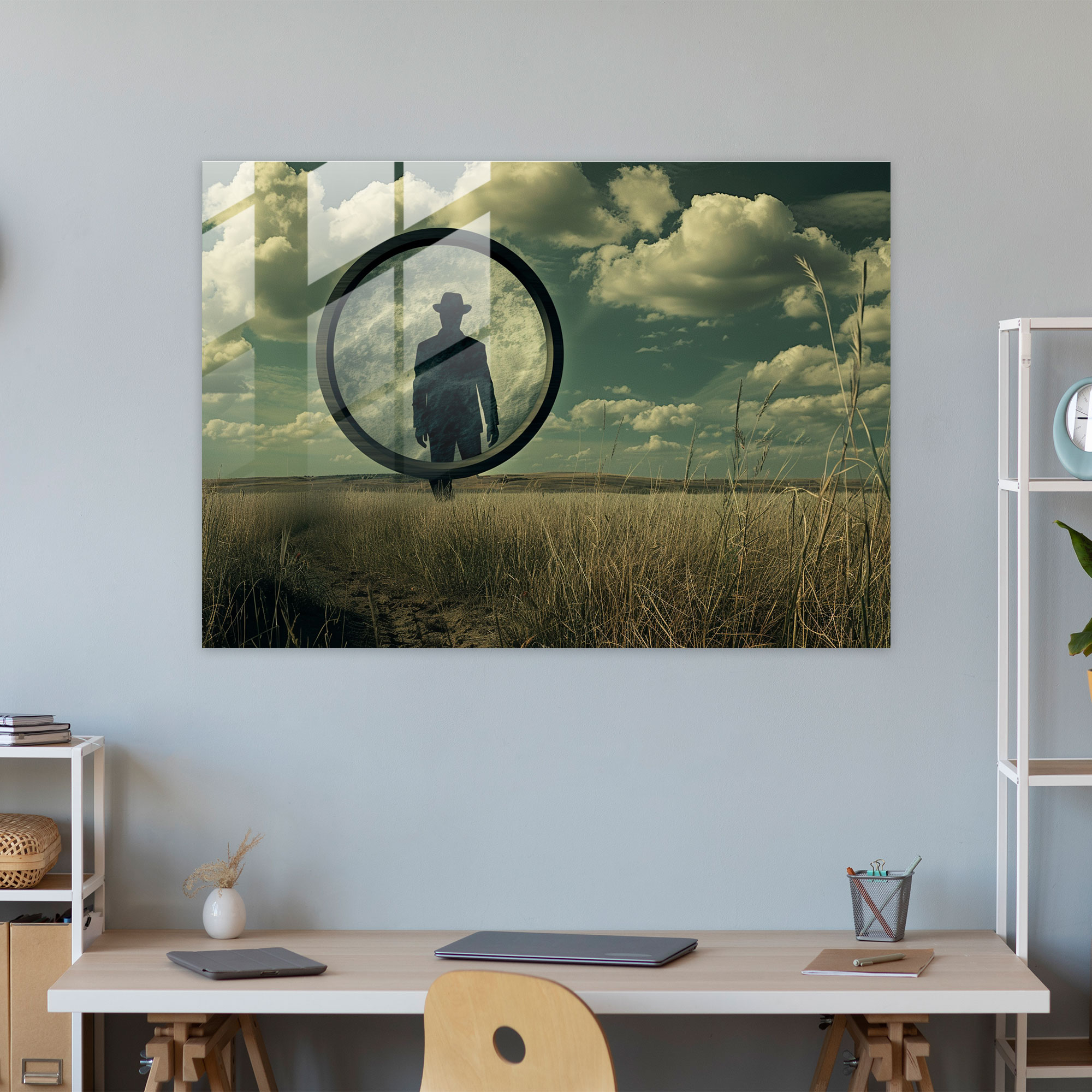 Mirror Walker Home Decoration - Surrealism Art, Glass Print, Glass Art, Home Decoration