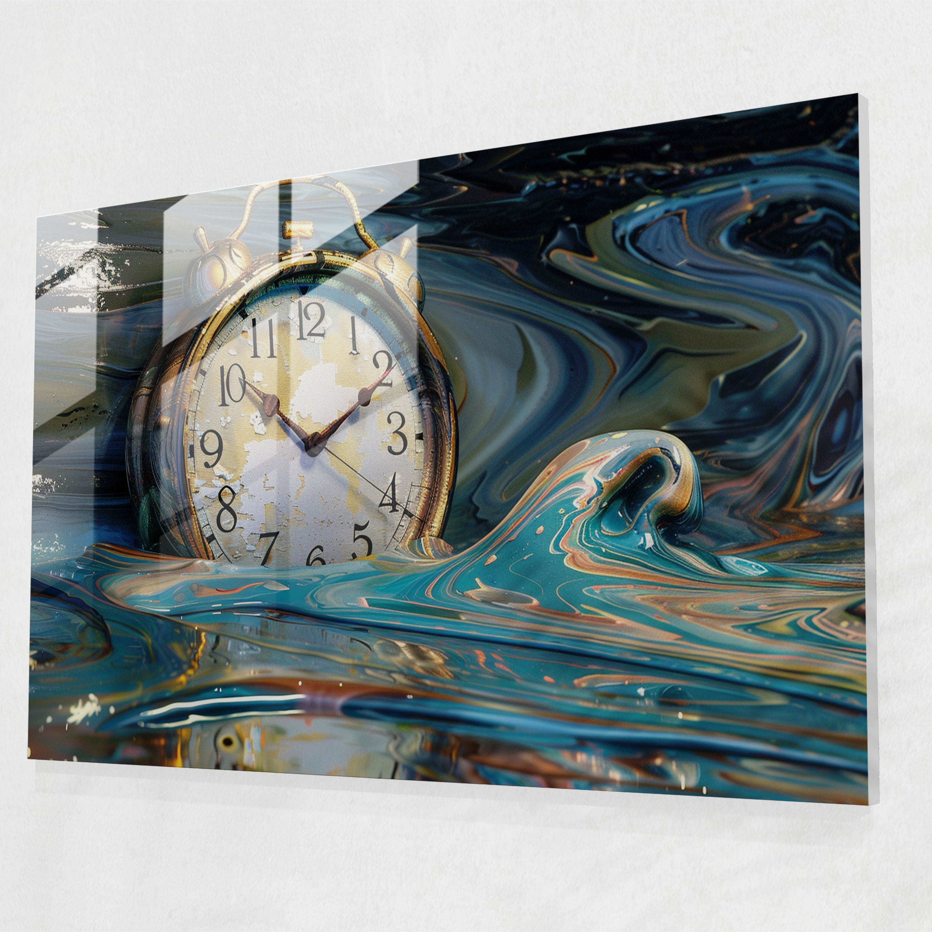 Melting Numbers Home Decoration - Surrealism Art, Surrealism Art, Wall Decoration, Glass Print