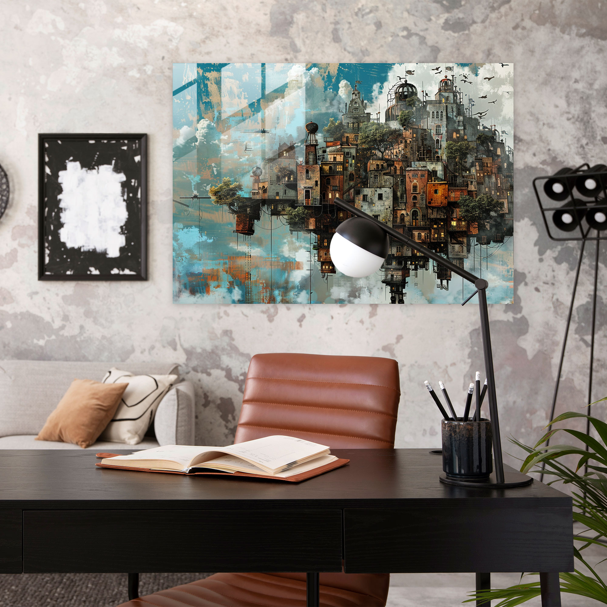 Twisted City Wall Decoration - Surrealism Art, Wall Decoration, Surrealism Art, Glass Art