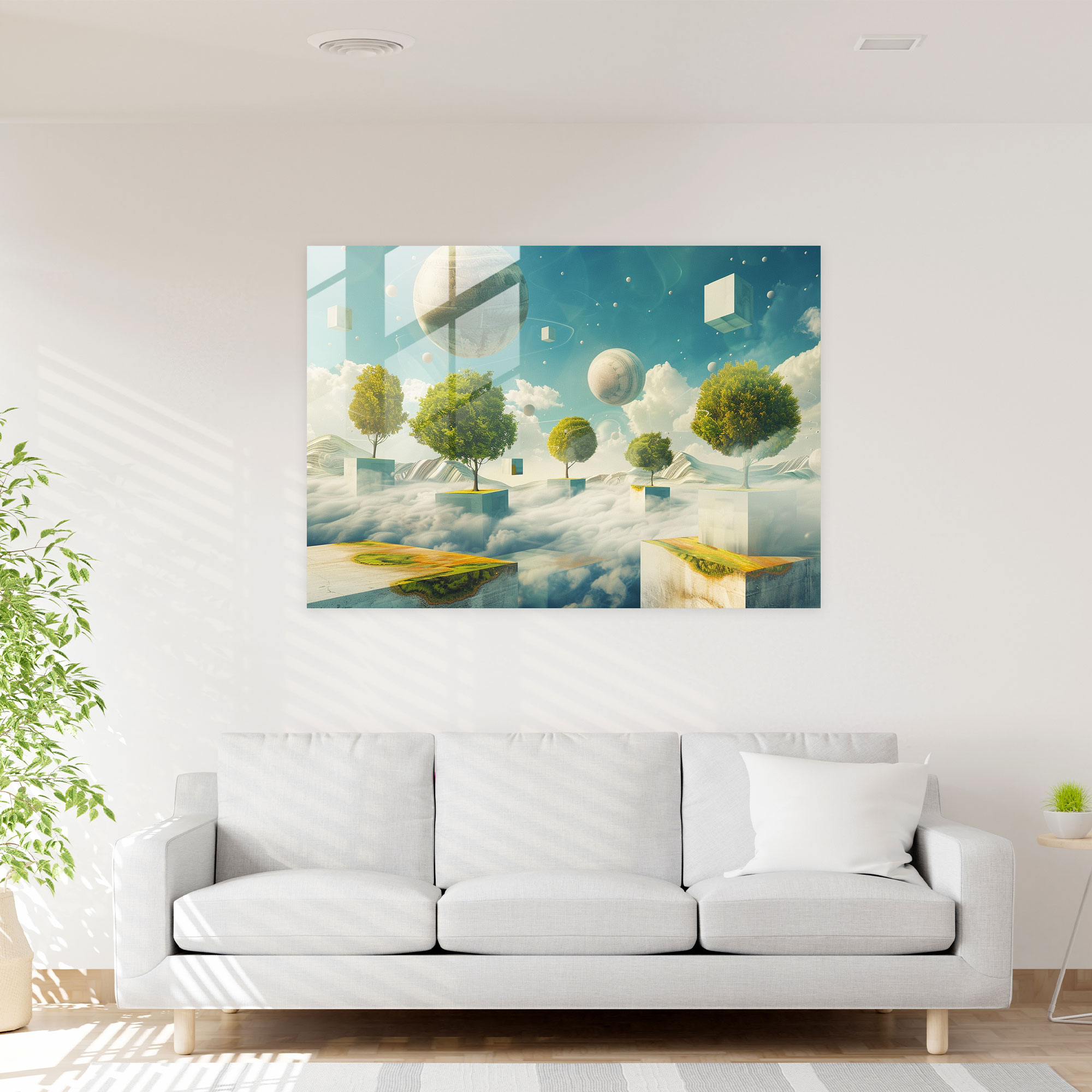 Surrealism Glass Print - Floating Objects - Surrealism Art, Glass Print, Surrealism Art, Modern Art