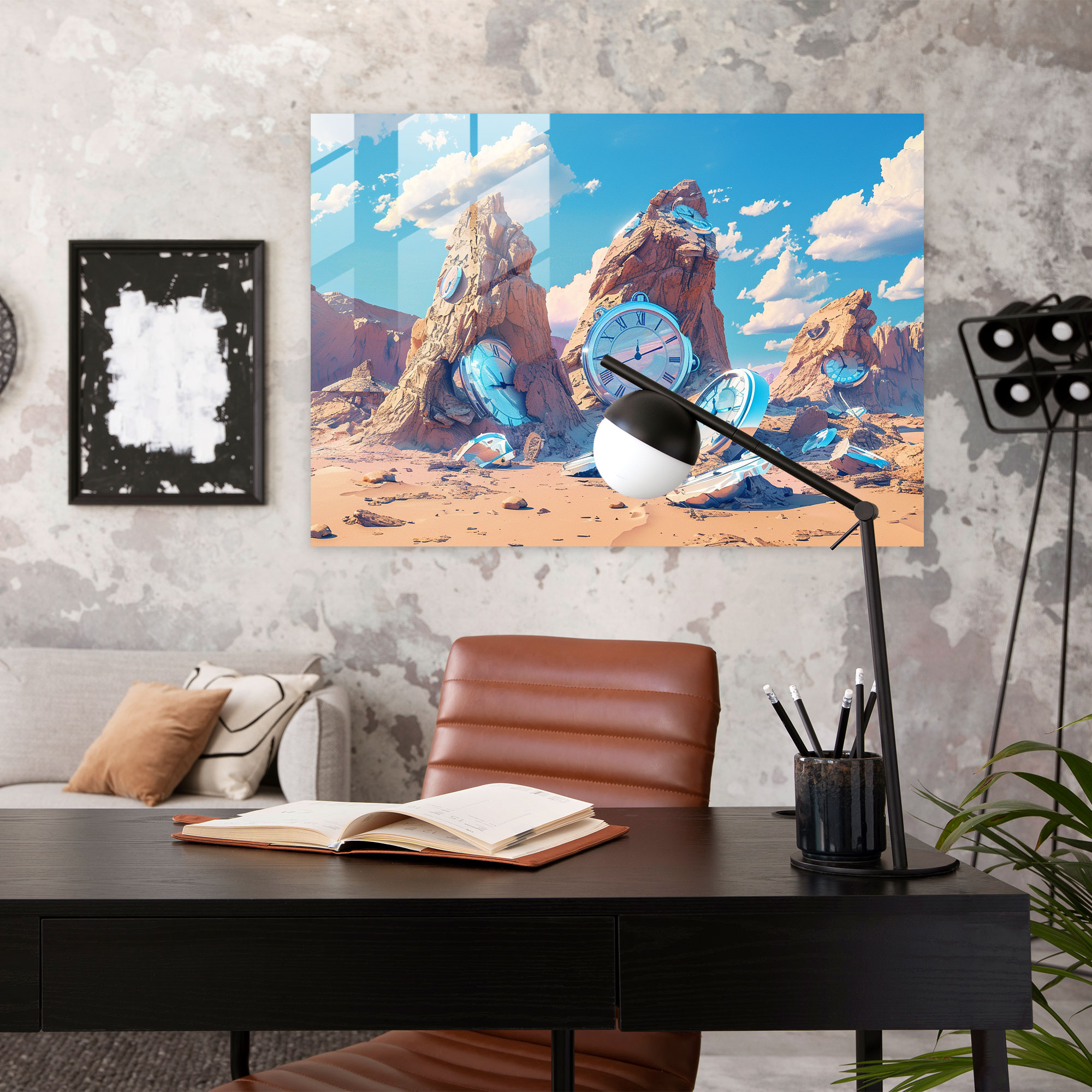 Surrealism Glass Wall Art - Melted Clocks - Surrealism Art, Home Decoration, Modern Art, Wall Decoration