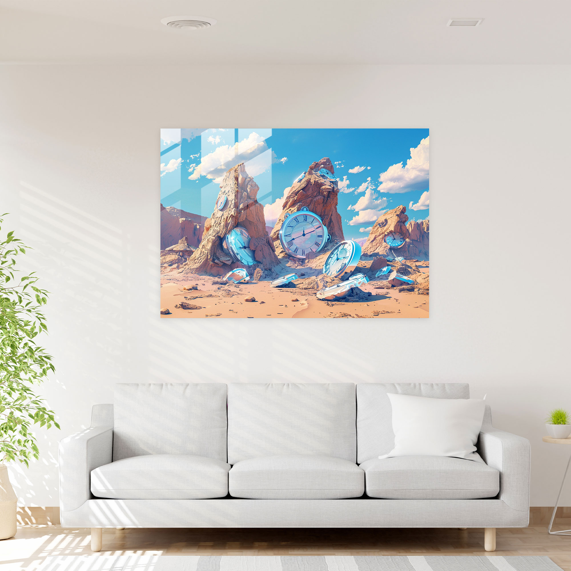 Surrealism Glass Wall Art - Melted Clocks - Surrealism Art, Home Decoration, Modern Art, Wall Decoration
