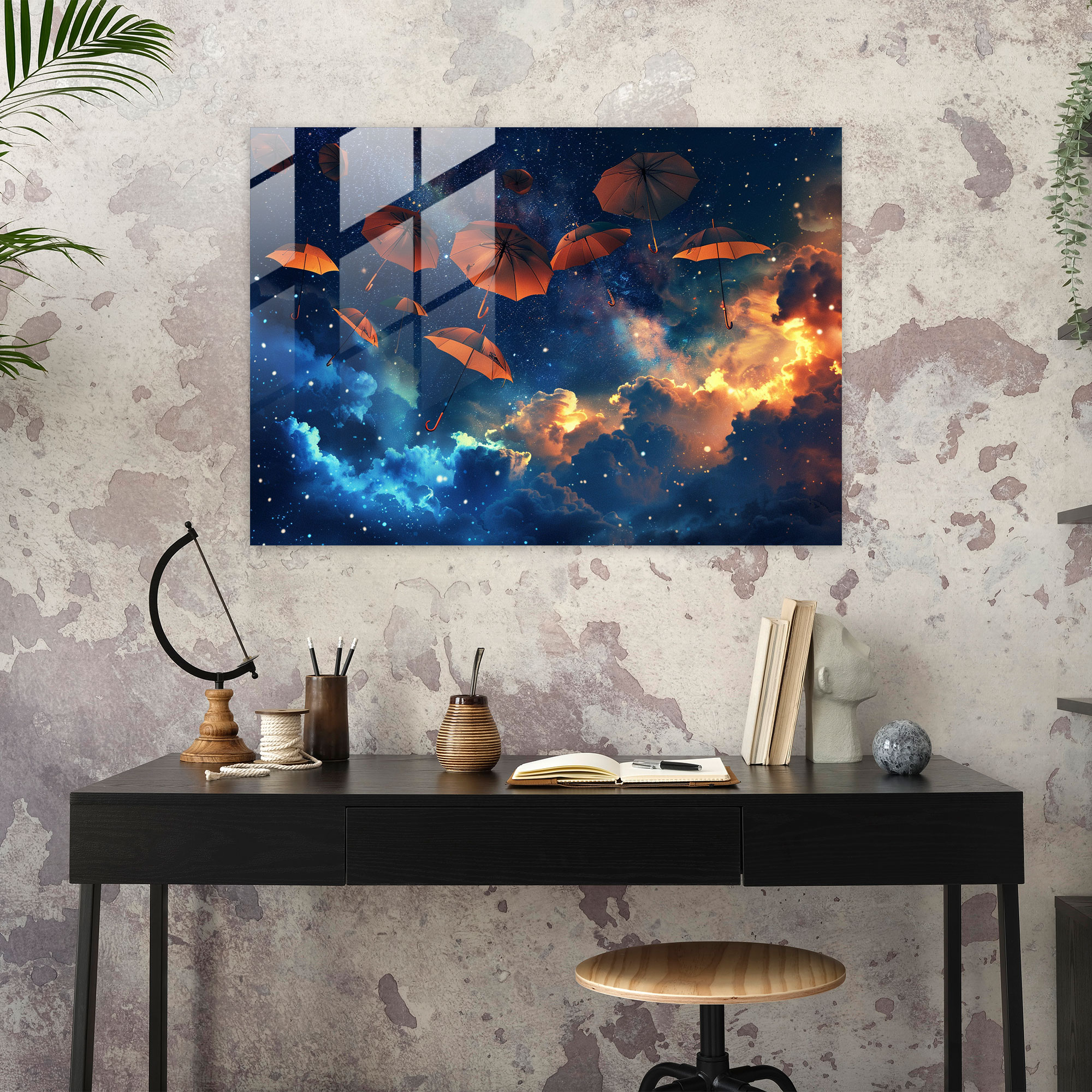 Surrealism Glass Art - Flying Umbrellas - Surrealism Art, Surrealism Art, Home Decoration, Modern Art