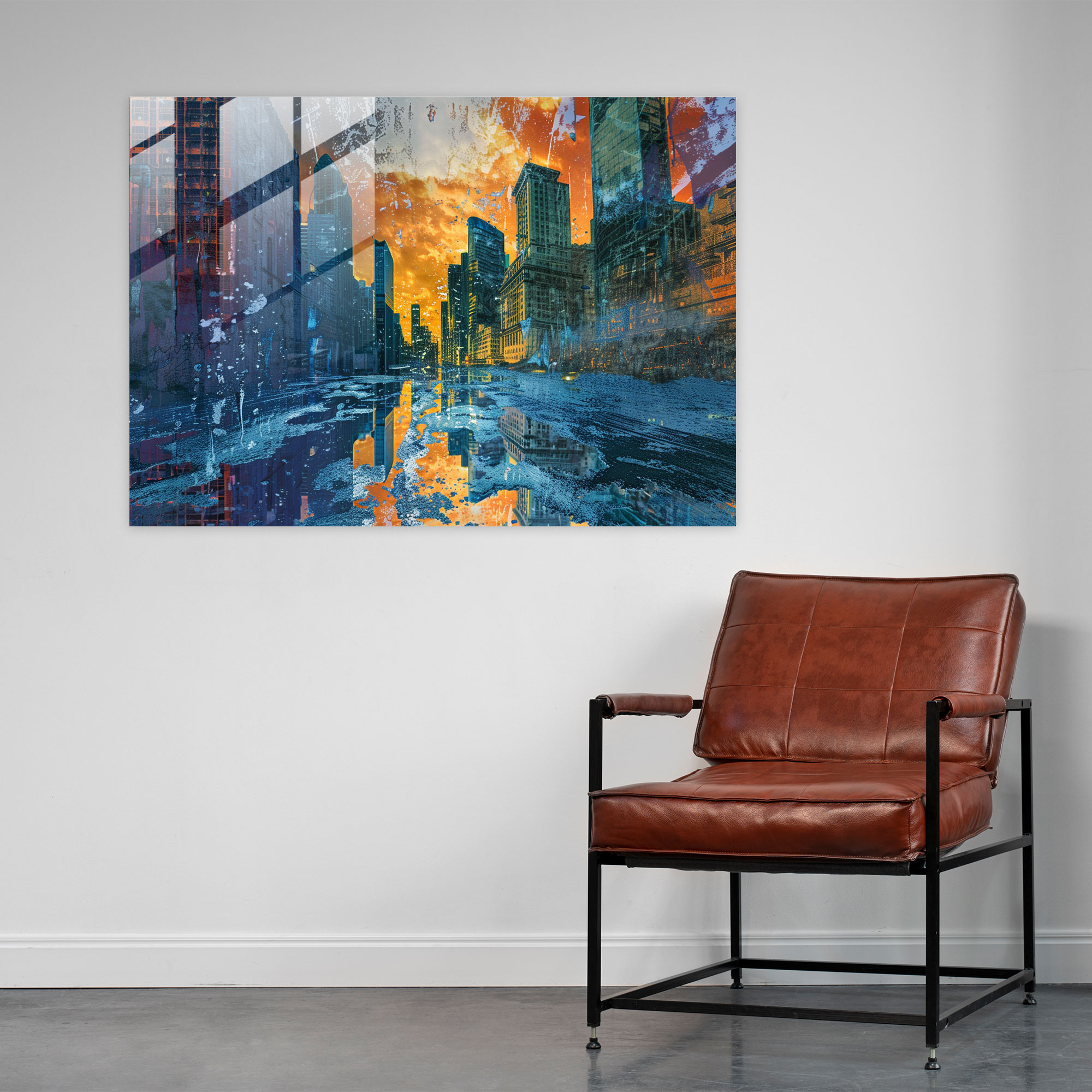 Surrealism Art Glass Wall Art - Surrealism Art, Glass Wall Art, Cityscape, Home Decoration