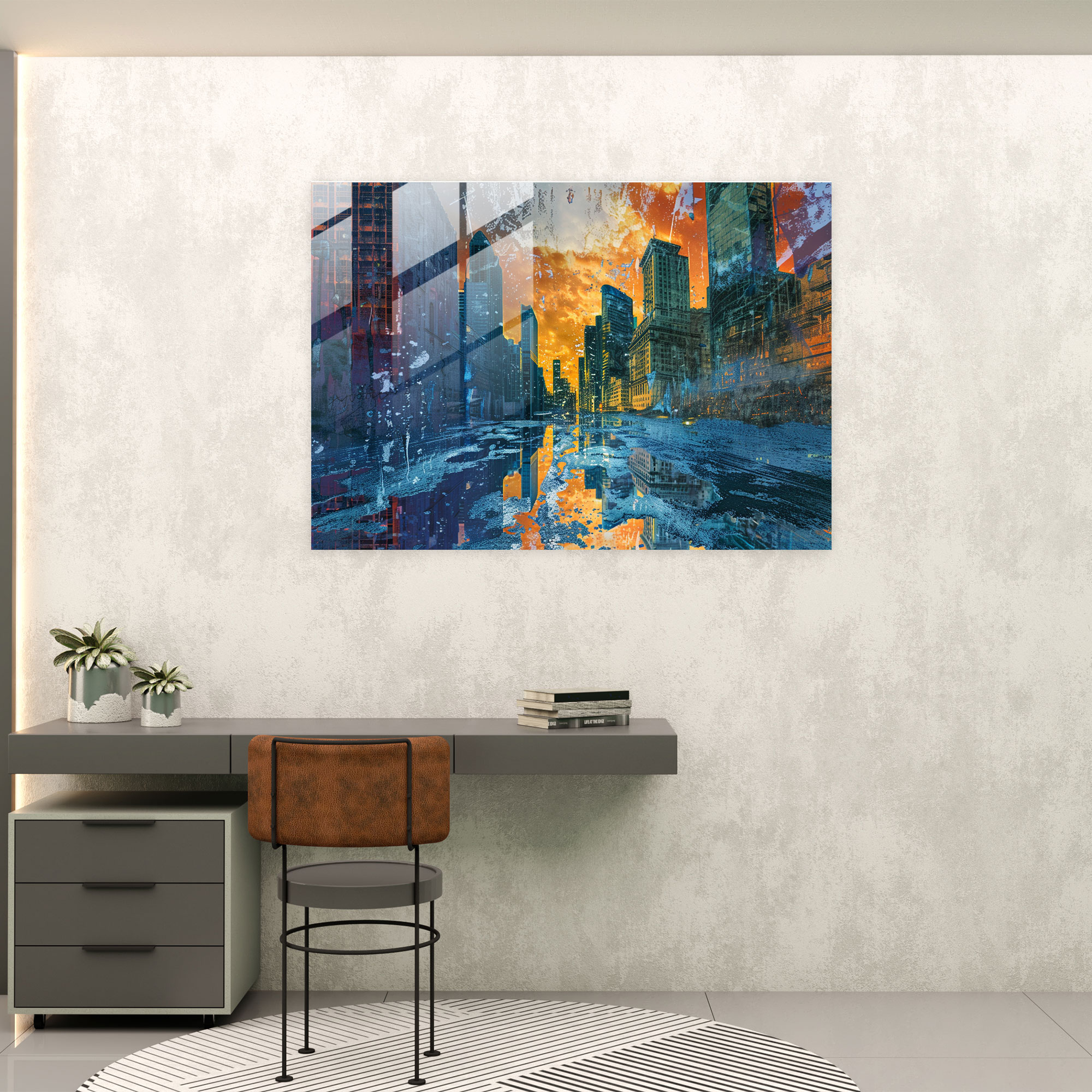 Surrealism Art Glass Wall Art - Surrealism Art, Glass Wall Art, Cityscape, Home Decoration