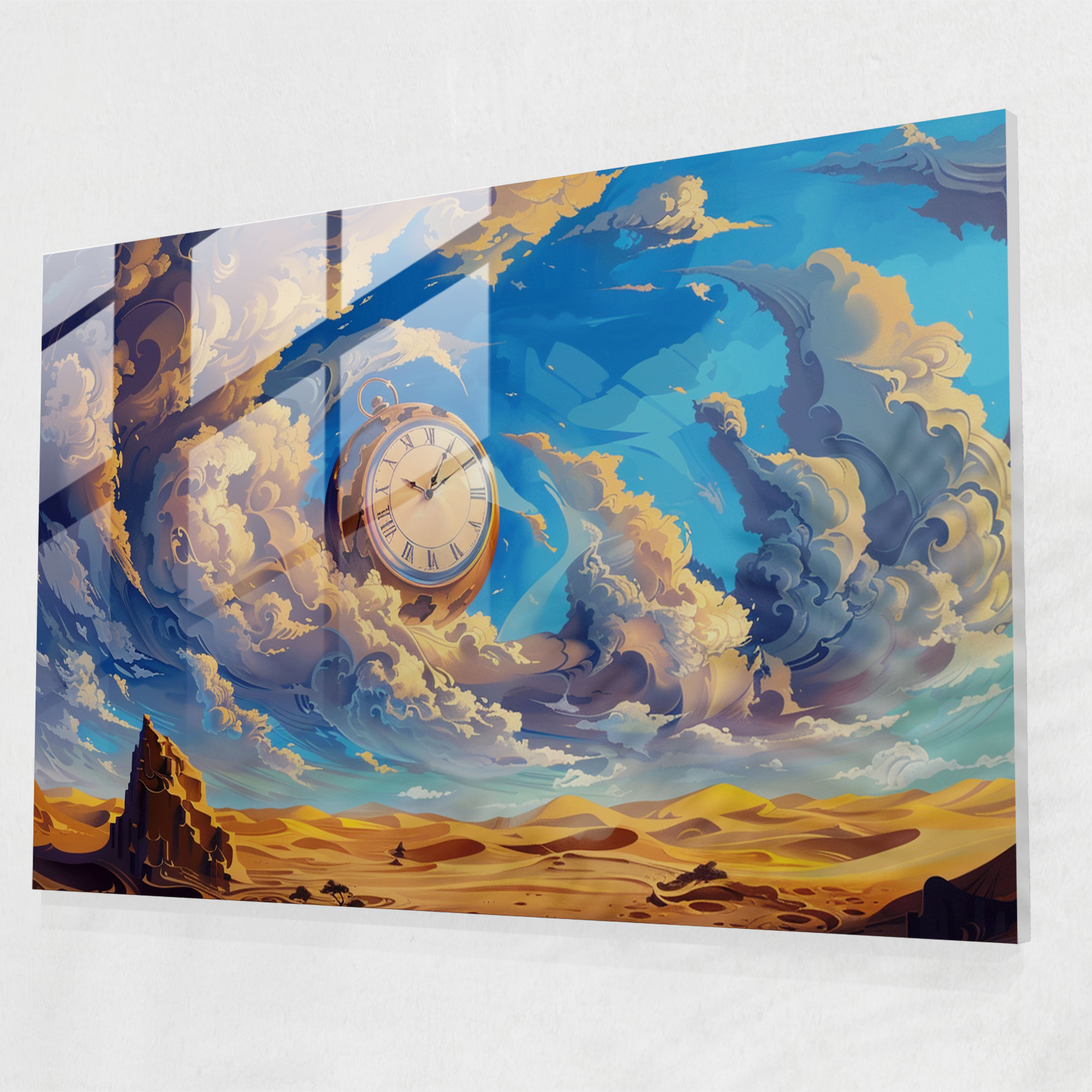 Surrealism Glass Wall Art Clock - Surrealism Art, Home Decoration, Surrealism Art, Glass Print