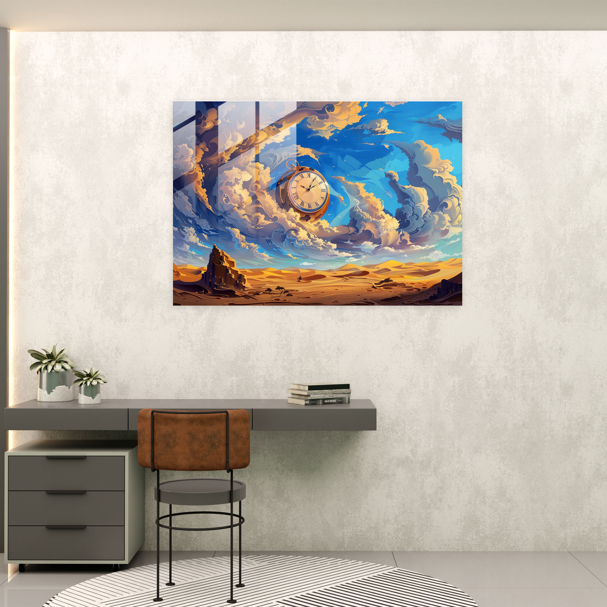 Surrealism Glass Wall Art Clock - Surrealism Art, Home Decoration, Surrealism Art, Glass Print