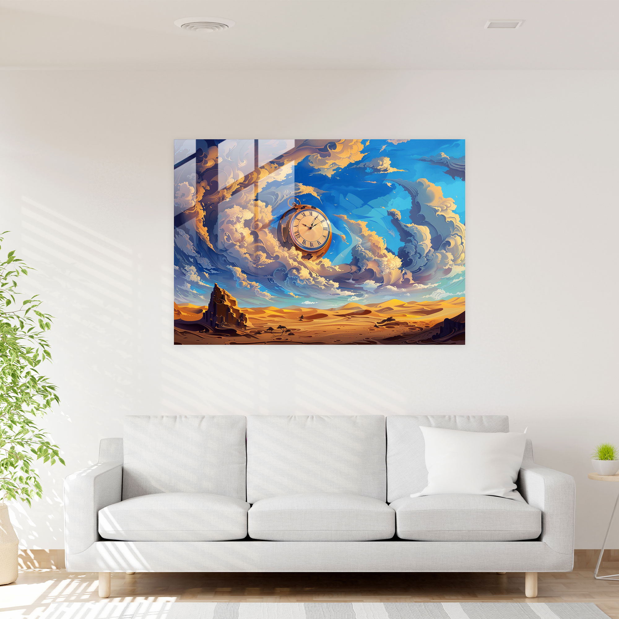 Surrealism Glass Wall Art Clock - Surrealism Art, Home Decoration, Surrealism Art, Glass Print