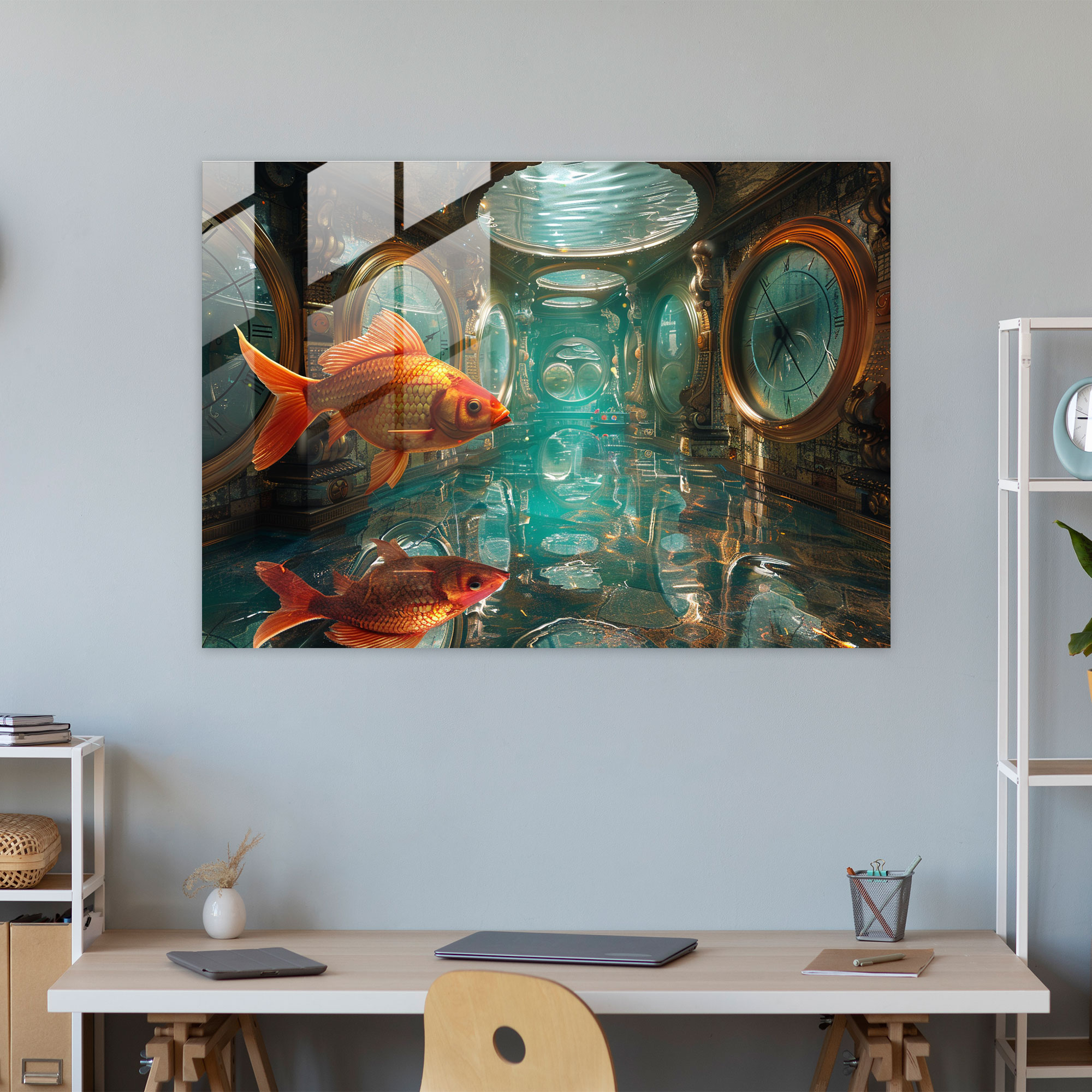 Surrealism Home Decoration Fish - Surrealism Art, Glass Print, Home Decoration, Surrealism Art